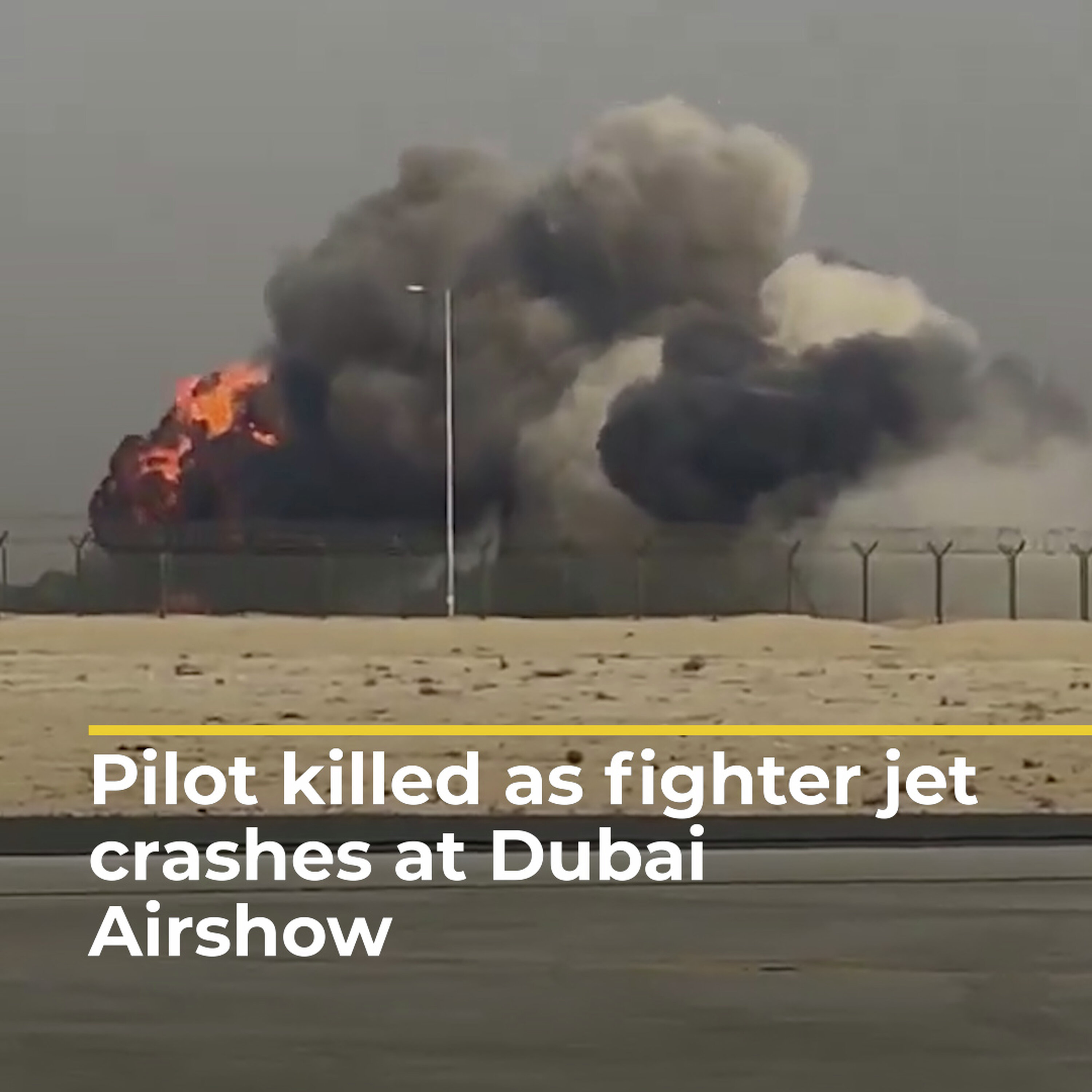 Pilot killed as fighter jet crashes at Dubai Airshow | AJ #shorts Pilot killed as fighter jet crashes at Dubai Airshow | AJ #shorts