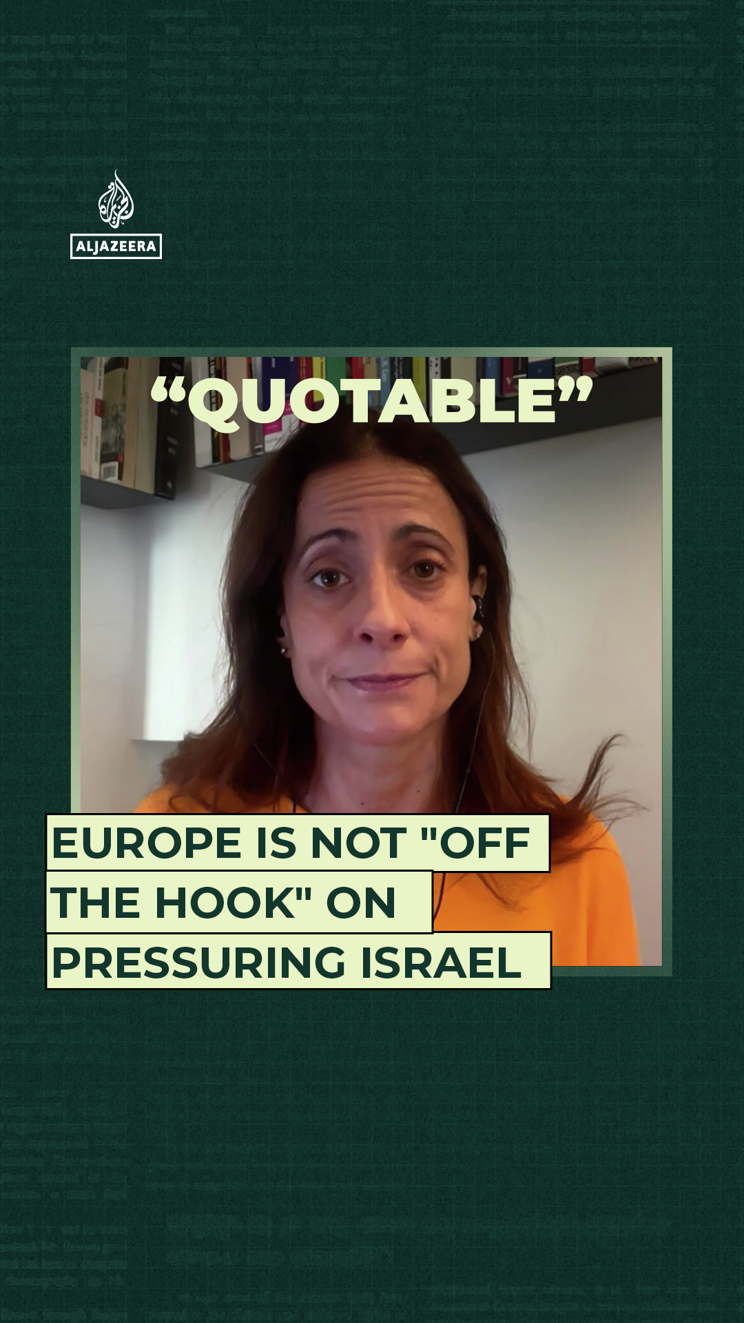 Europe is not "off the hook" on pressuring Israel