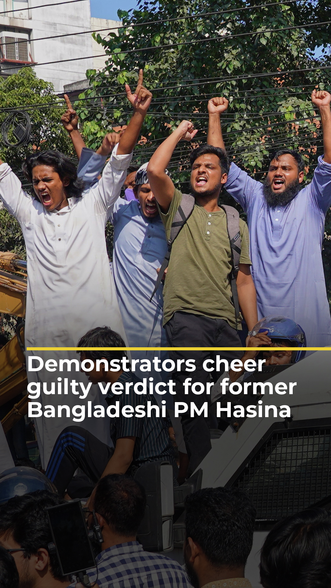 Demonstrators cheer guilty verdict for former Bangladeshi PM Hasina