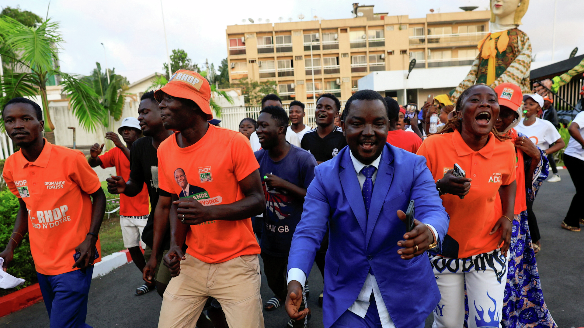 Supporters celebrate Ivory Coast president's massive election victory