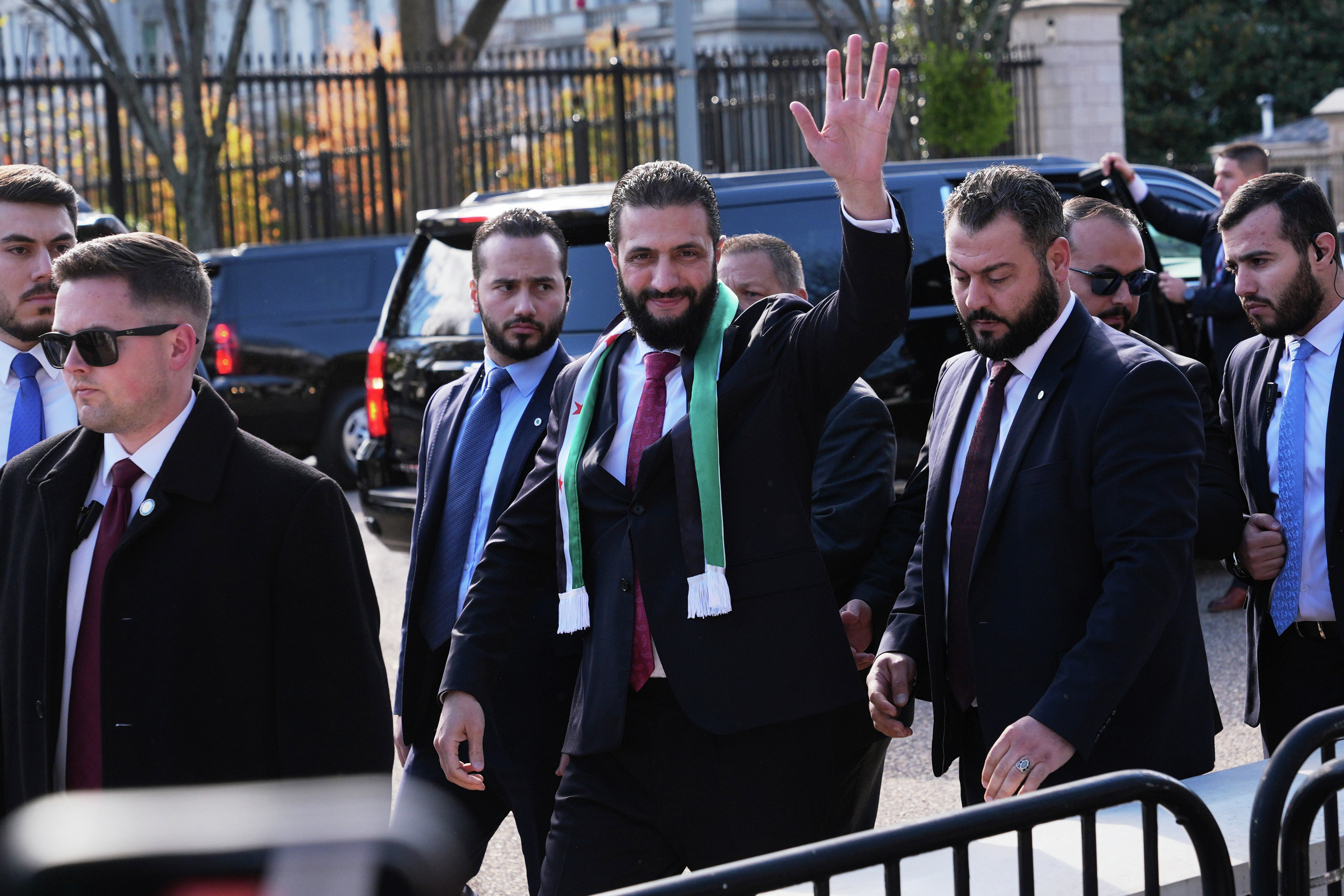 Syria’s al-Sharaa greets supporters after historic visit to White House