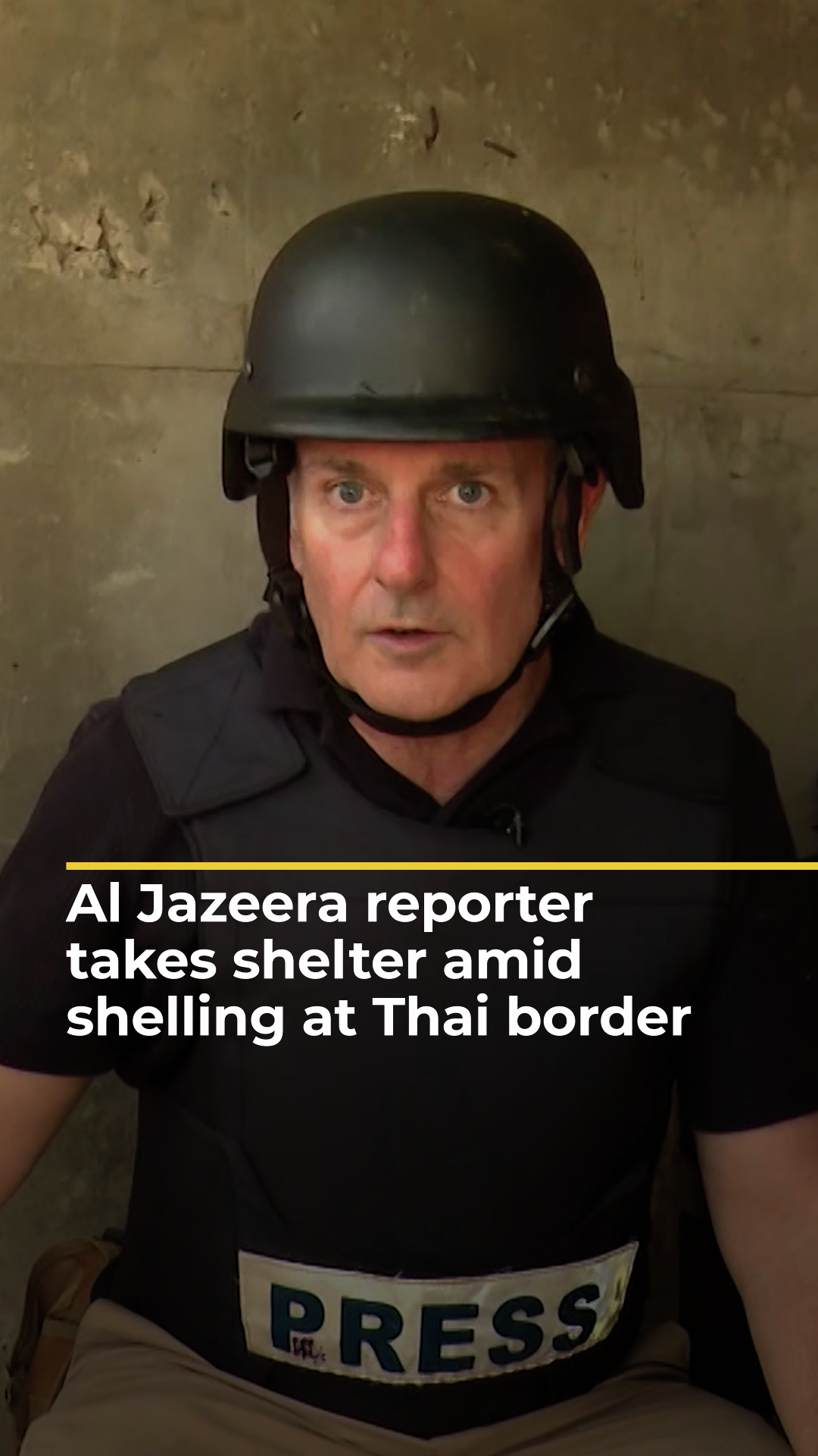Al Jazeera reporter takes shelter amid shelling at Thai-Cambodia border  | AJ#shorts