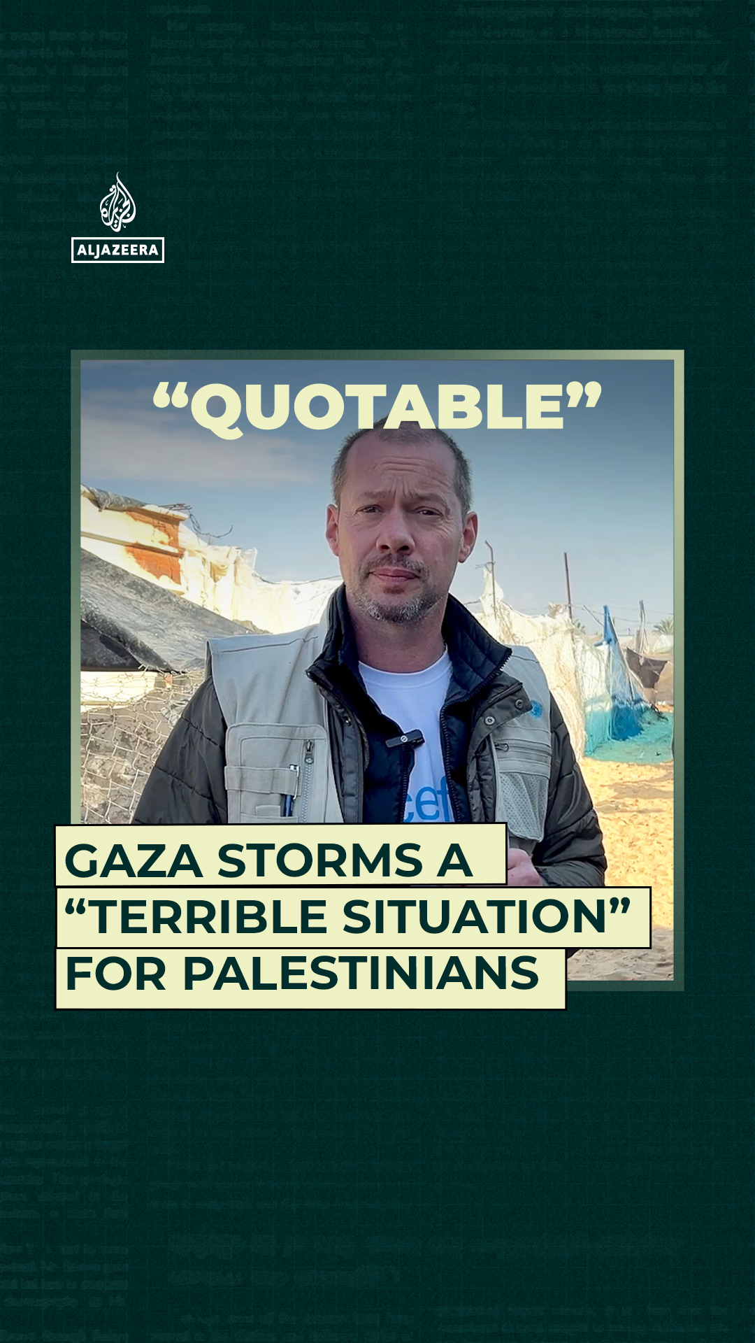 Gaza storms a “terrible situation” for Palestinians
