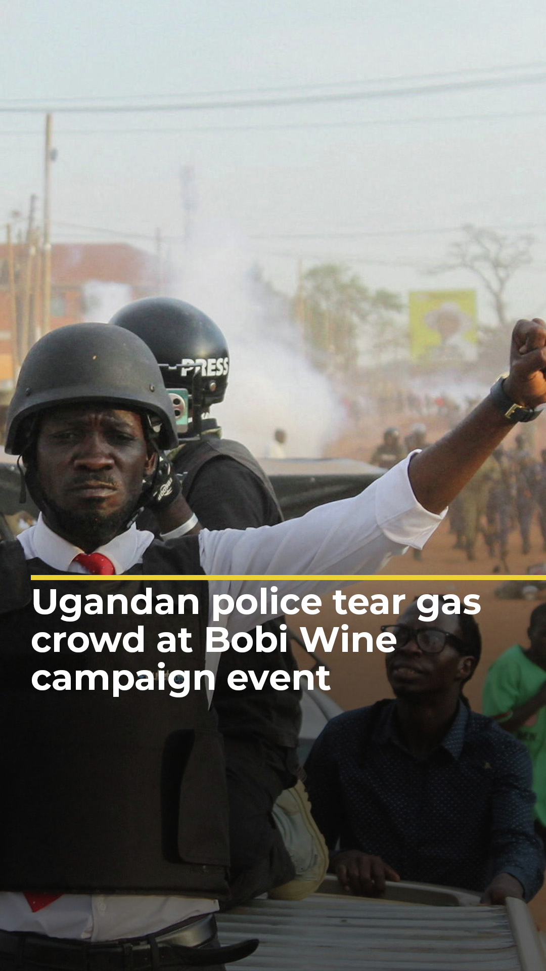 Ugandan police tear gas crowd at Bobi Wine campaign event | #ajshorts