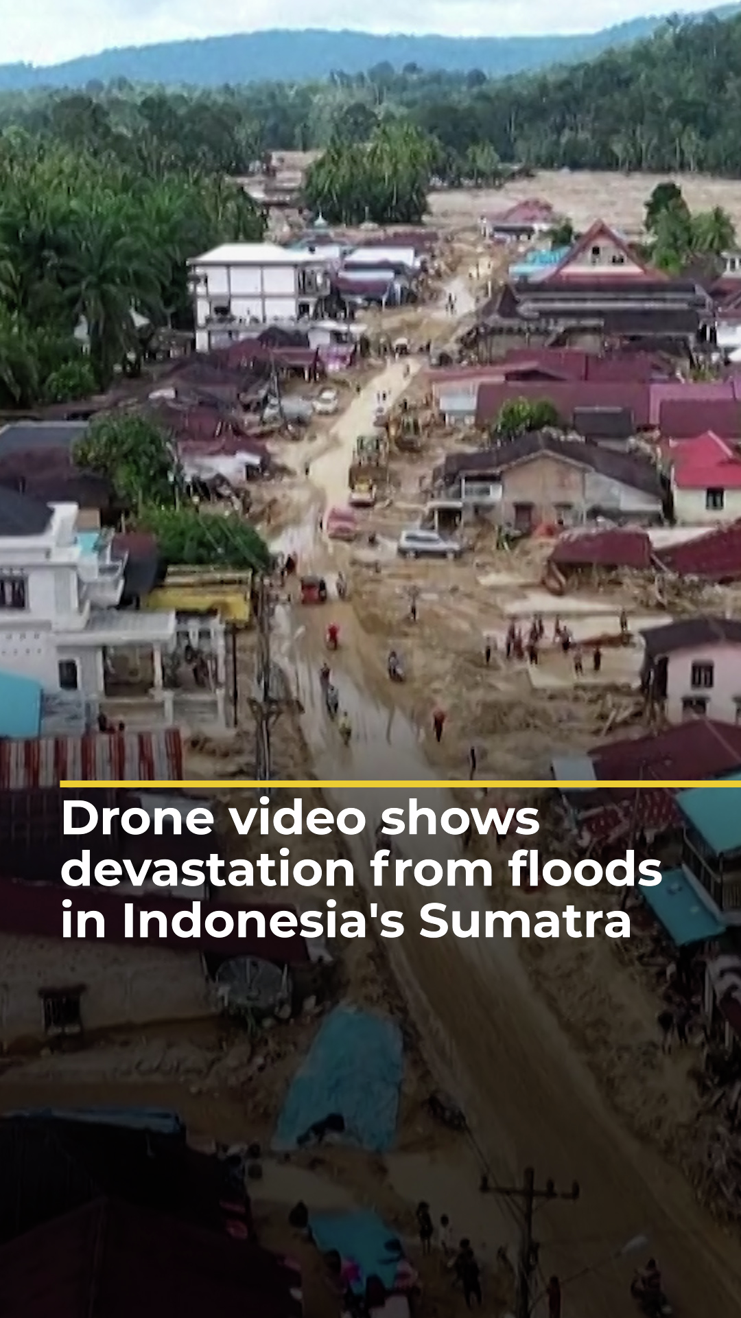 Drone video shows devastation from floods in Indonesia's Sumatra | AJ#shorts