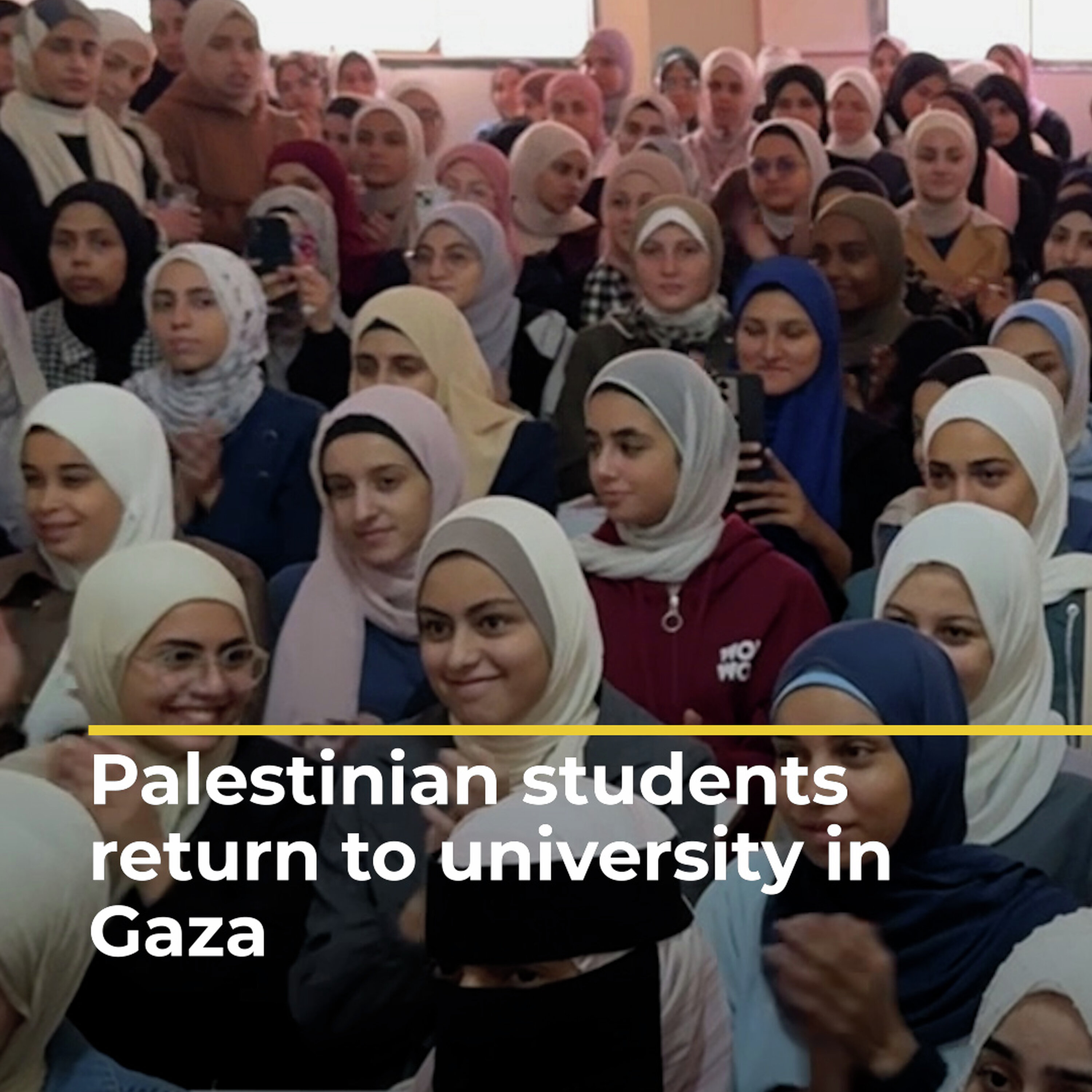 Palestinian students return to class at Gaza university | AJ#shorts Palestinian students return to class at Gaza university | AJ#shorts