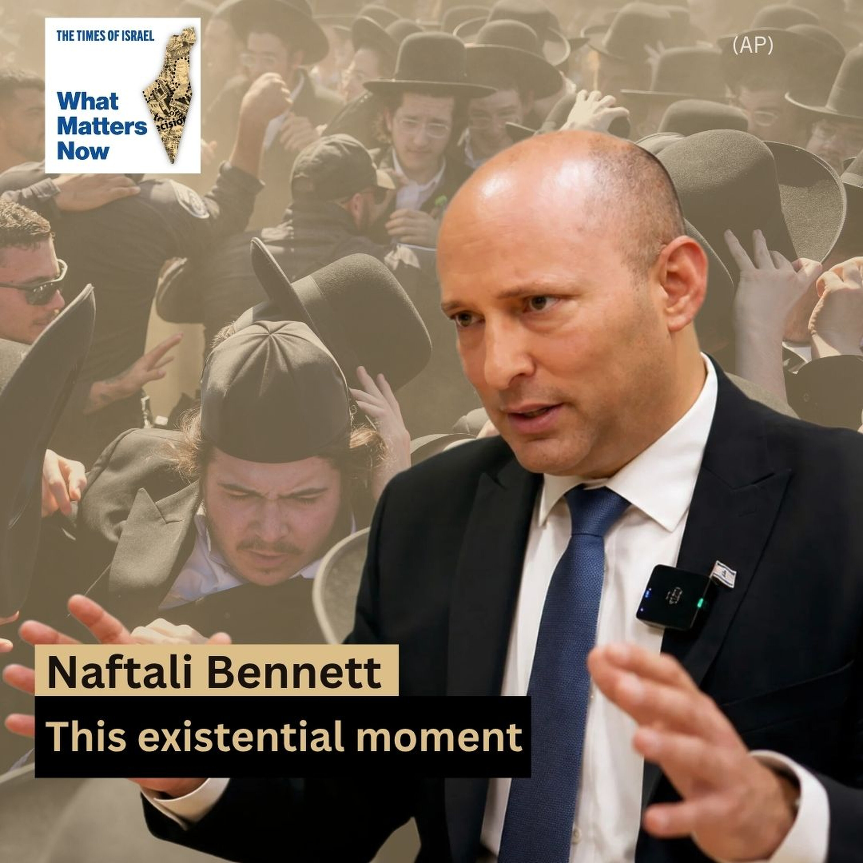 Former prime minister Naftali Bennett on this existential moment episode artwork