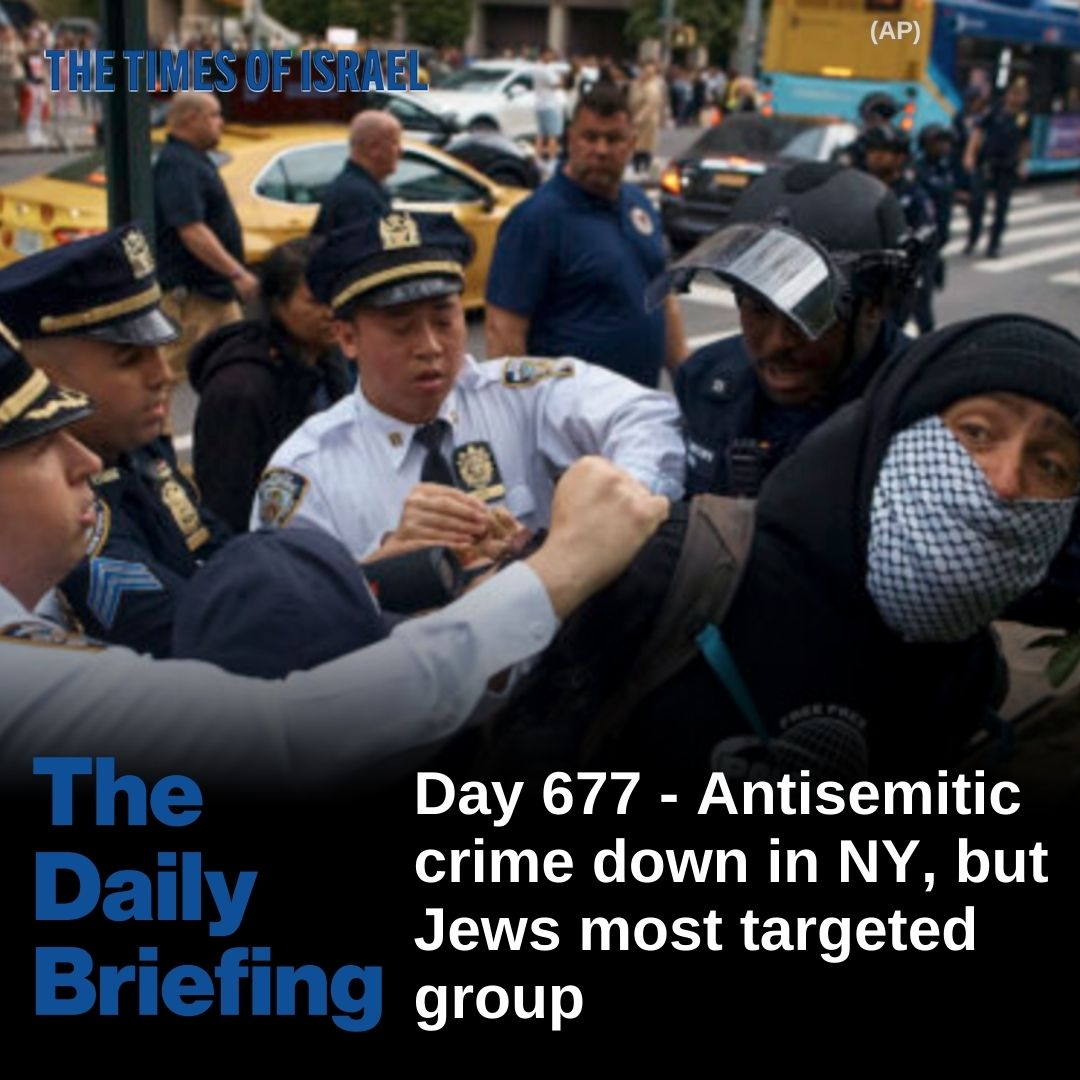 Day 677 - Antisemitic crime down in NY, but Jews most targeted group