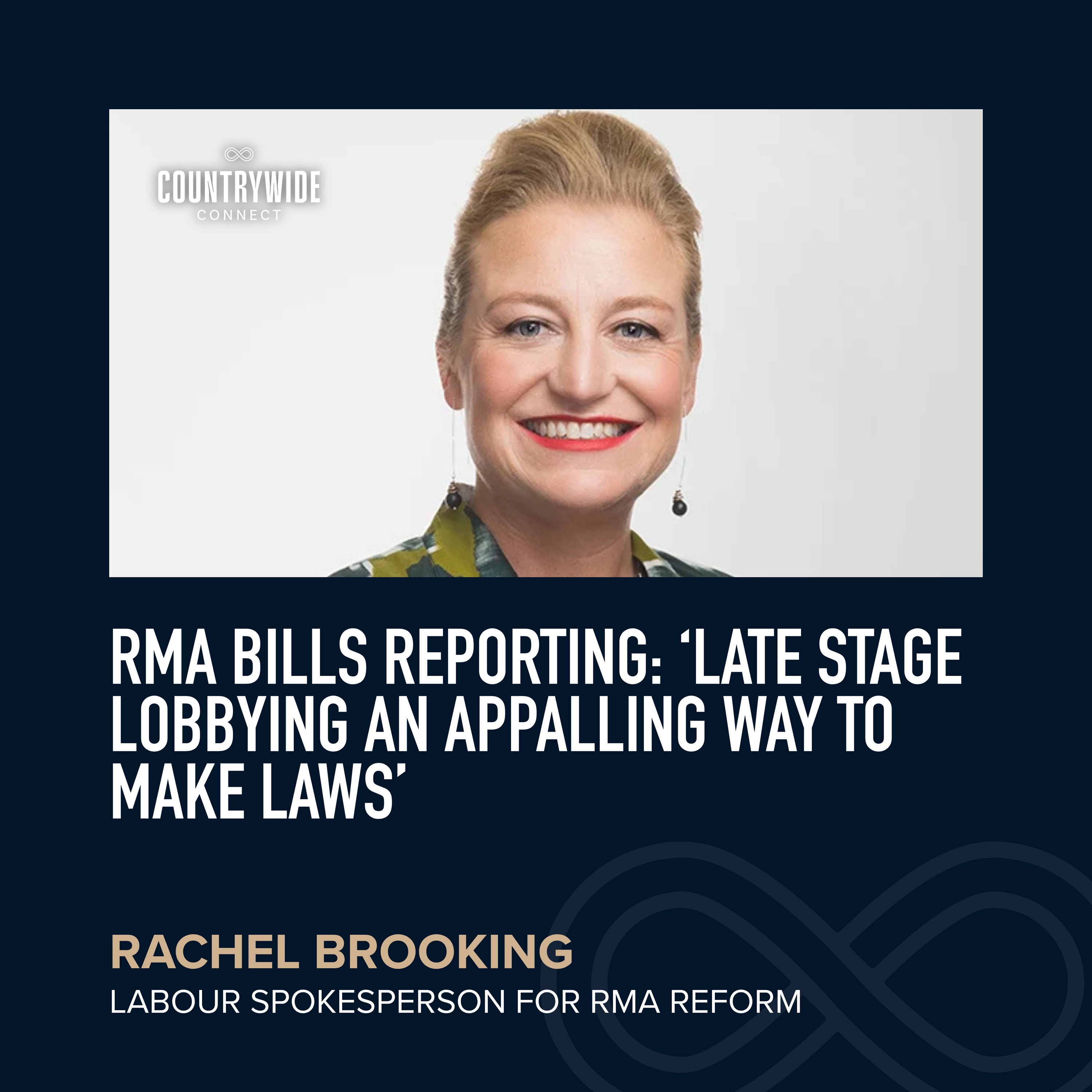 Rachel Brooking - RMA bills: ‘Late stage lobbying an appalling way to make laws’ episode artwork
