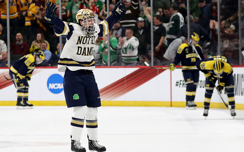 Highlight: Notre Dame's Jake Evans scores his 2nd goal, game-winner in final seconds of 3rd Period