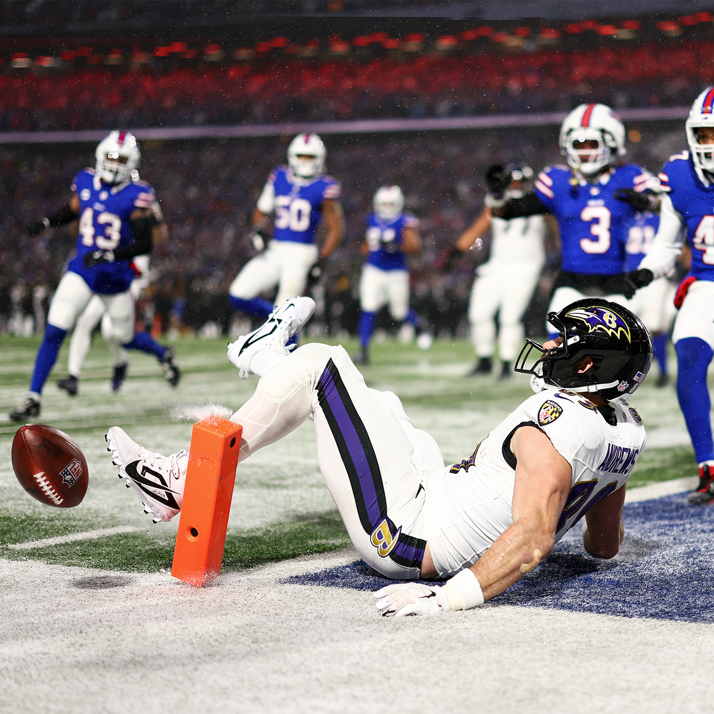 BAL 4Q 25-27 Lamar Jackson 24-yd TD pass to Isaiah Likely, but Buffalo stops the 2-pt attempt