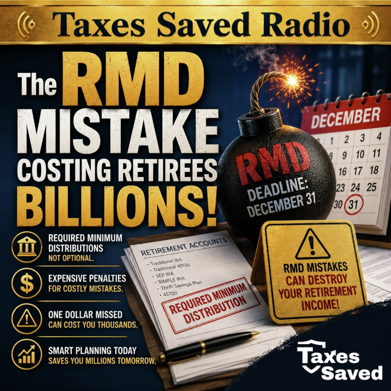 Taxes Saved Radio - August 15, 2026 - Segment 2 - The RMD Mistake Costing Retirees Billions! episode artwork