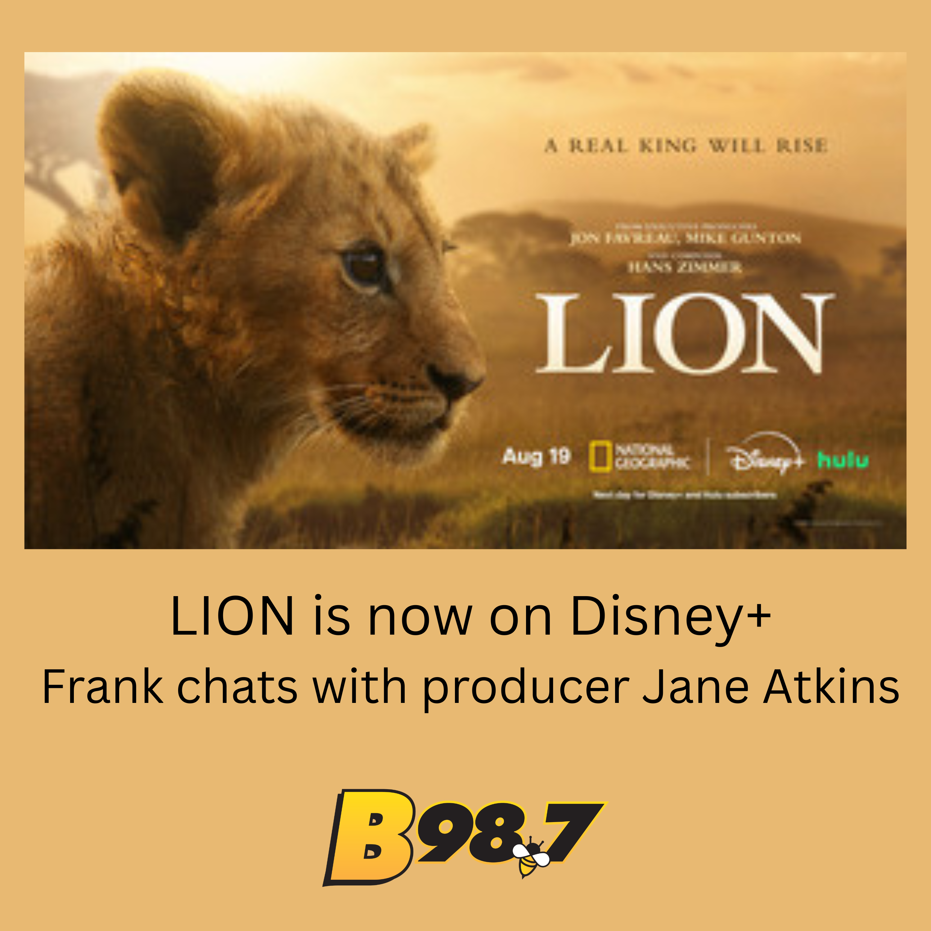 LION Producer Jane Atkins talks about the 4 years she spent in Kenya filming the first ever real life documentary of a cub becoming a King. Watch "Lion" now in a 4 part series on Disney+ episode artwork