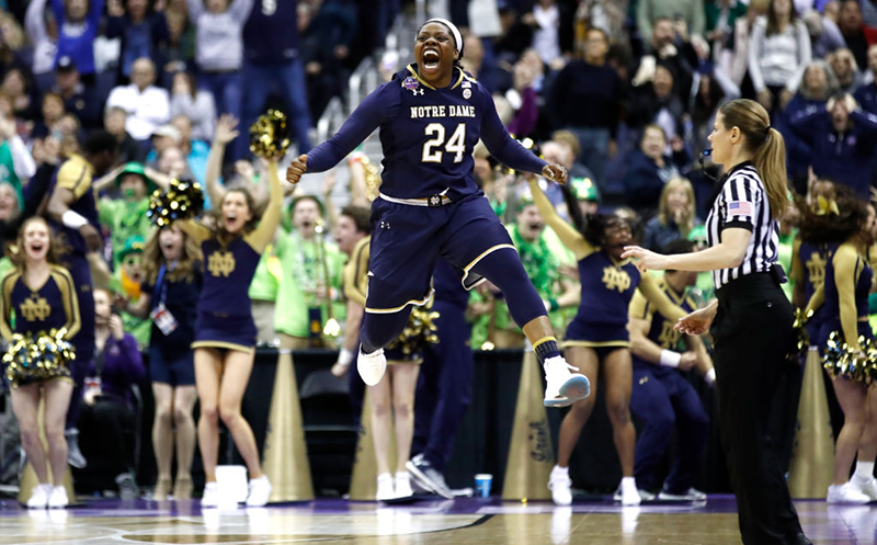 Highlight: Notre Dame's Arike Ogunbowale hits game winning jumper, final call as Fighting Irish defeat UCONN 91-89 in OT