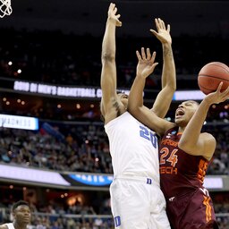 Highlight: Ahmed Hill three pointer to put Virginia Tech up 30-28 over Duke
