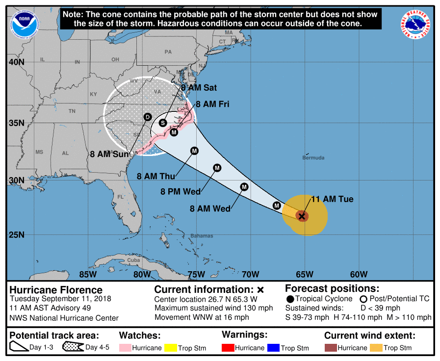 HURRICANE FLORENCE UPDATE ( Tuesday Sept. 11 - 12 NOON) episode artwork