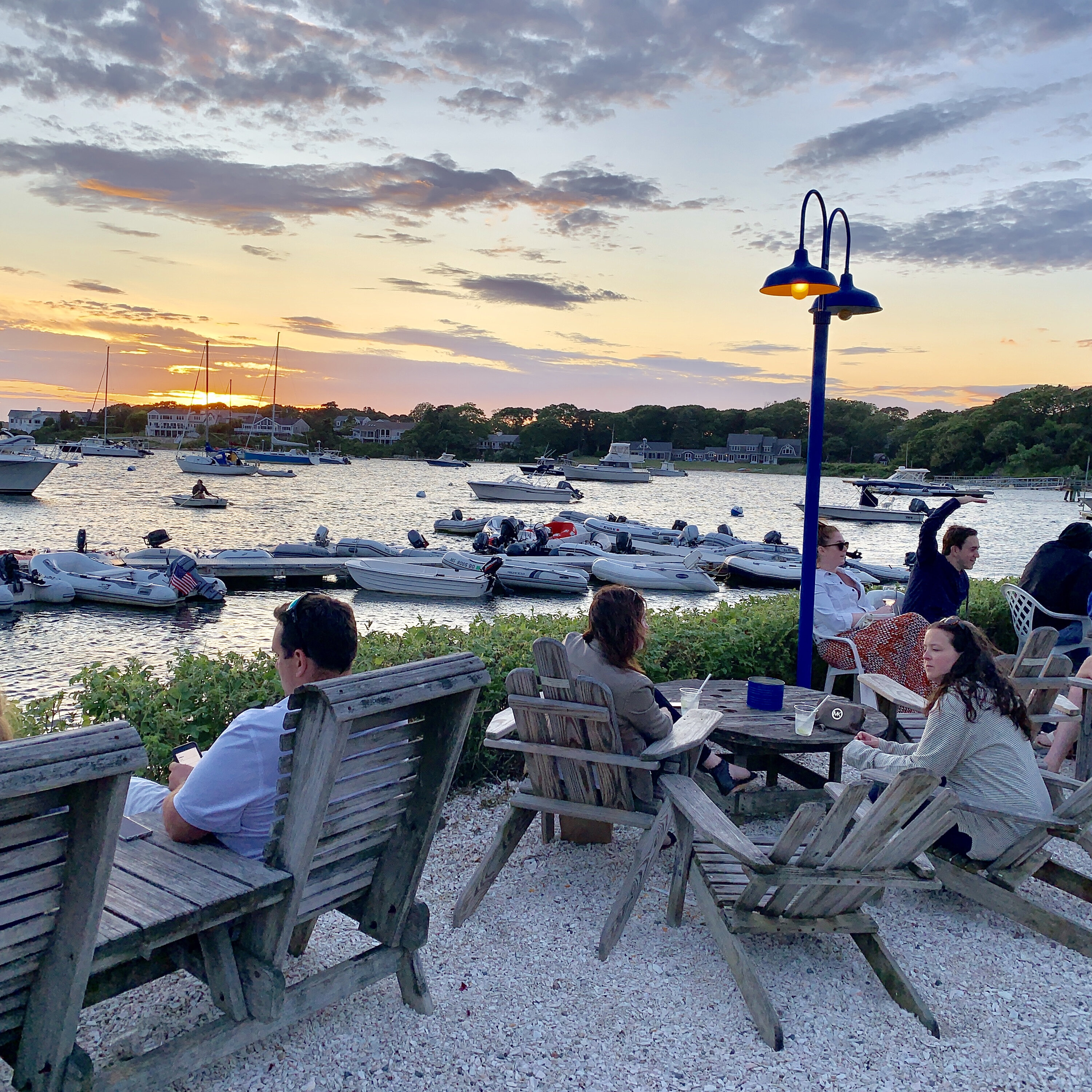 Cocktails and a sunset over the water!