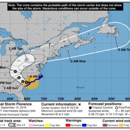 TROPICAL STORM FLORENCE - Saturday Morning  September 15 UPDATE - 8AM