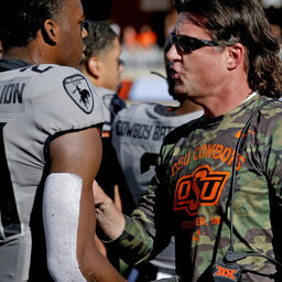 Mike Gundy addresses the media after OSU loses to Texas A&M in the Texas Bowl