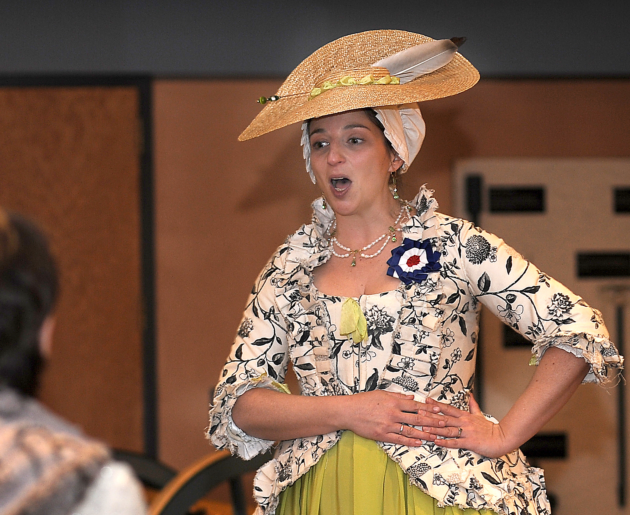 Carin Bloom, as 'Lady Catherine Littlefield Greene' at a Woman's War episode artwork
