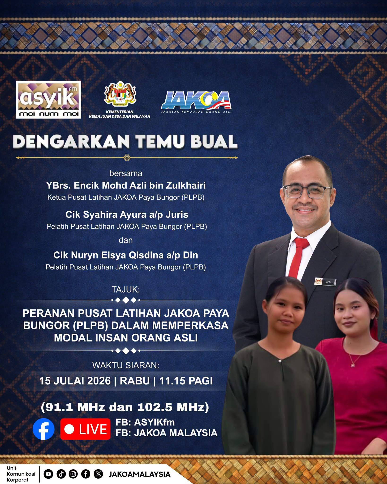 PERANAN PUSAT LATIHAN JAKOA PAYA BUNGOR (PLPB) DALAM MEMPERKASA MODAL INSAN ORANG ASLI