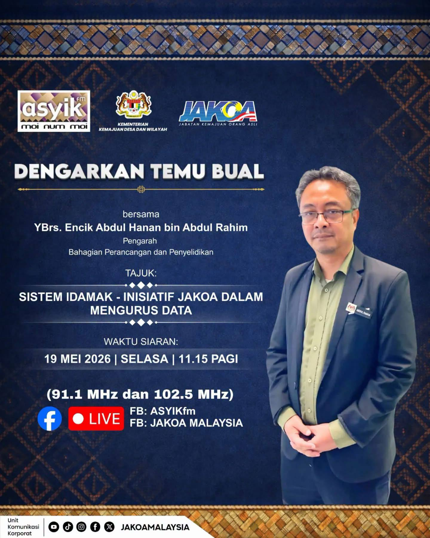 Sistem iDamak - Inisiatif JAKOA dalam mengurus data