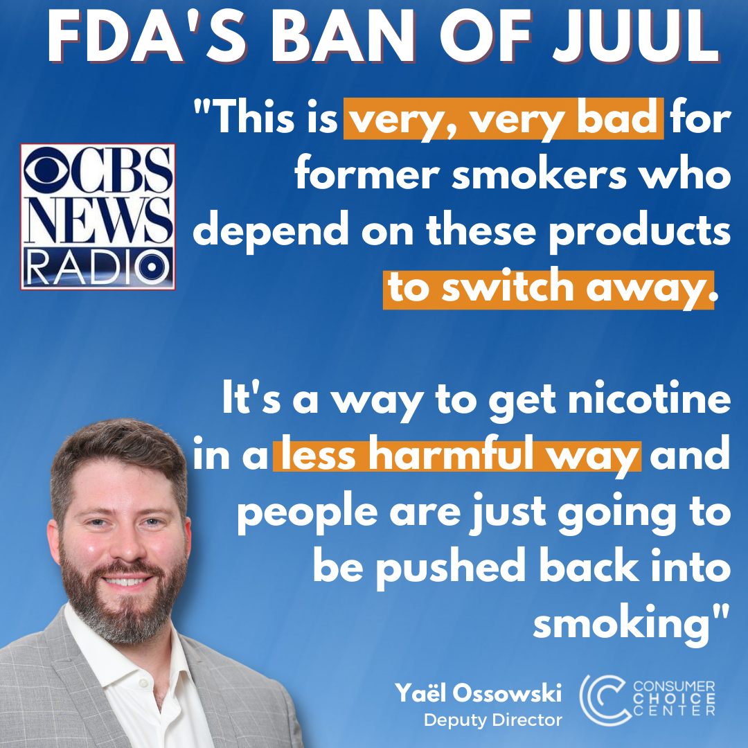 Yaël Ossowski on CBS News Radio on the FDA's Ban of Juul Products