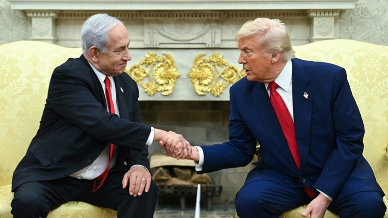 Tús Áite: Gaza - Donald trump ag bualadh le Netanyahu