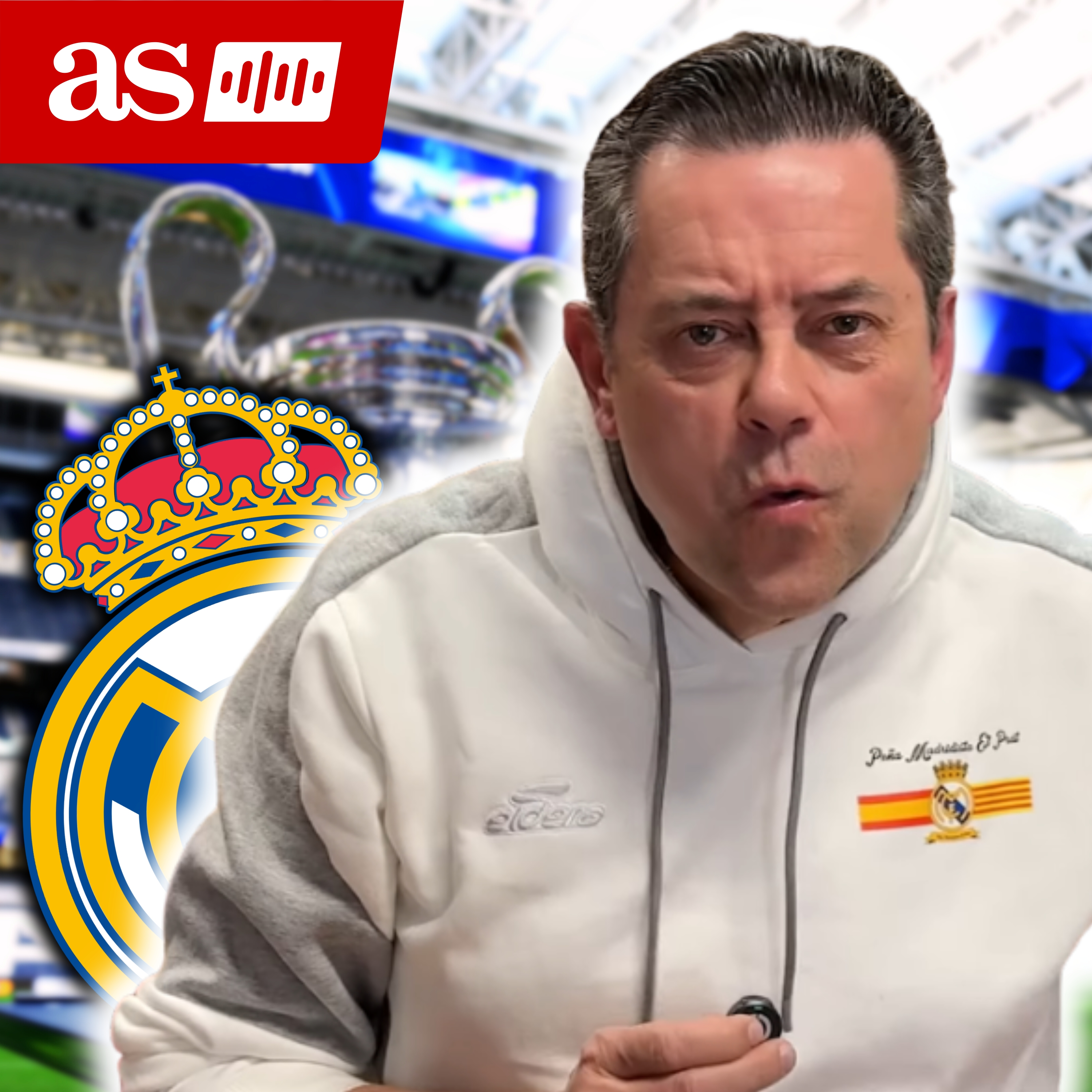 Imagen de Tomás Roncero estalla de júbilo tras la victoria del Real Madrid ante el Mónaco en Champions