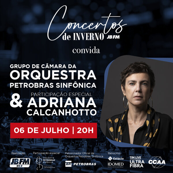 Concertos de Inverno JBFM 2022 com Adriana Calcanhoto no dia 06 de Julho