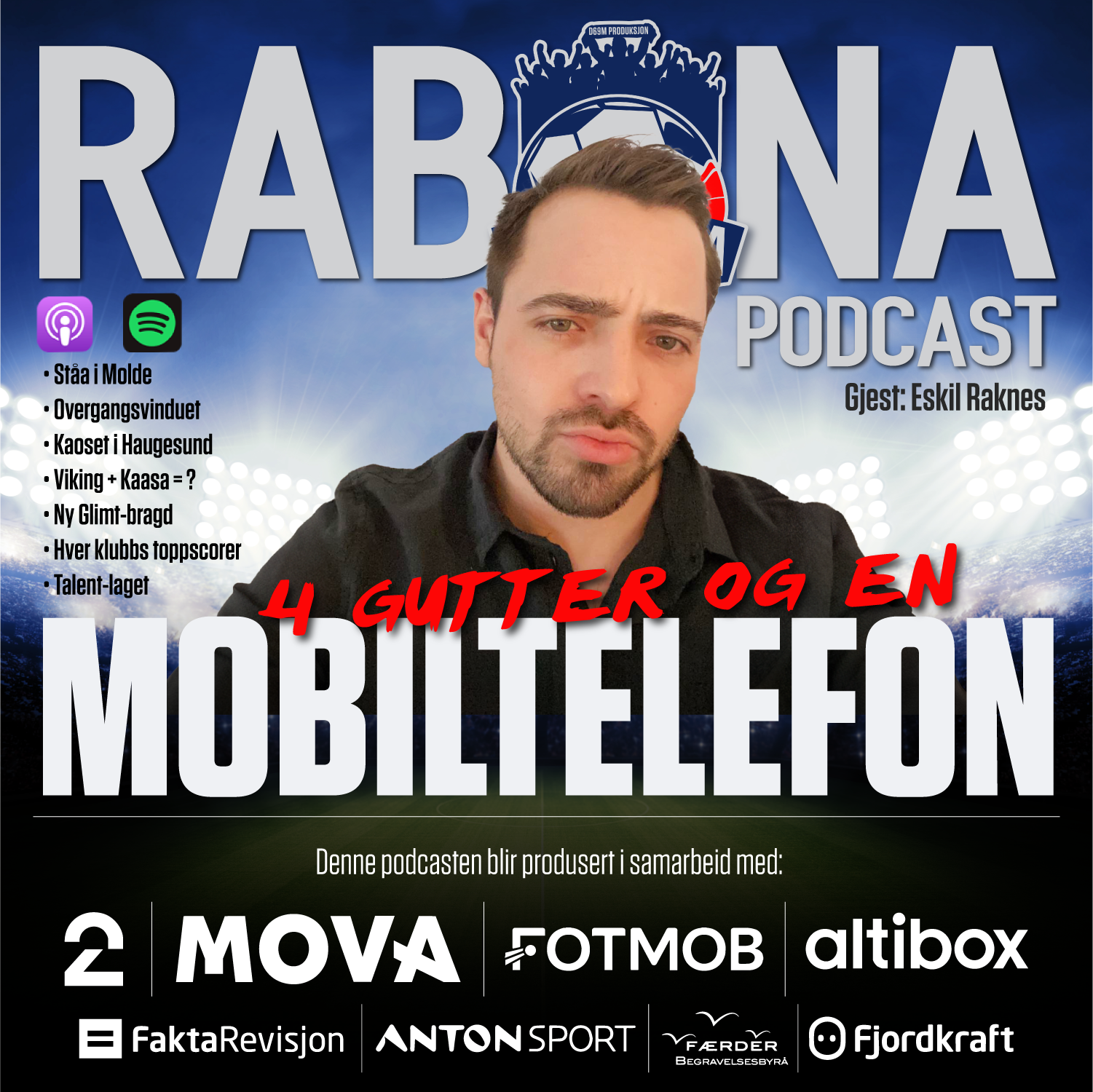 240. Fire gutter og en mobiltelefon