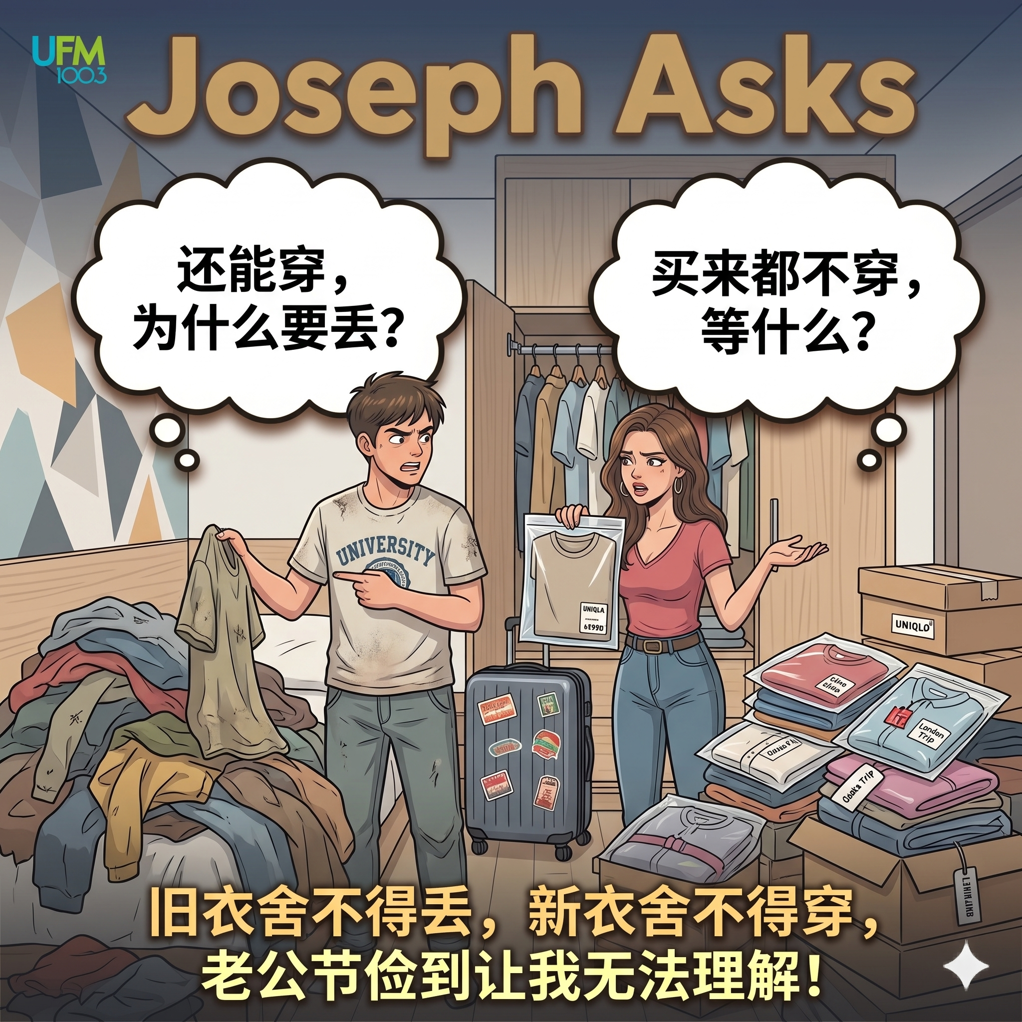 旧衣舍不得丢，新衣舍不得穿，老公节俭到让我无法理解！
