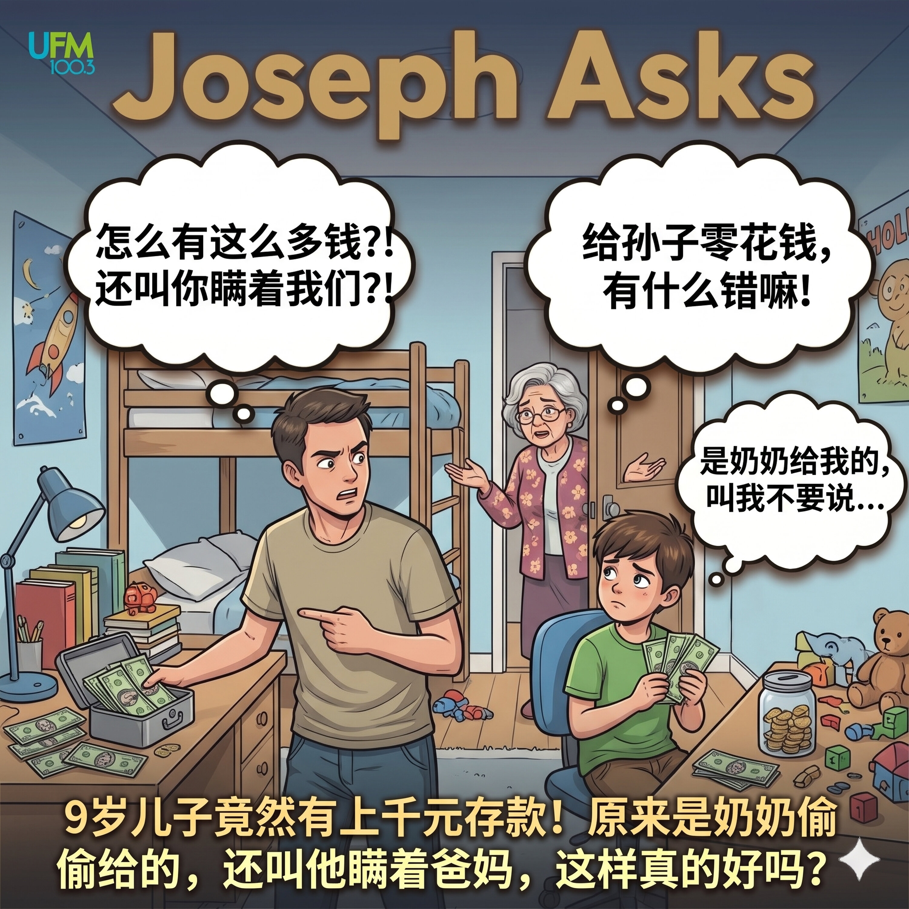9岁儿子竟然有上千元存款!原来是奶奶偷偷给的,还叫他瞒着爸妈,这样真的好吗?