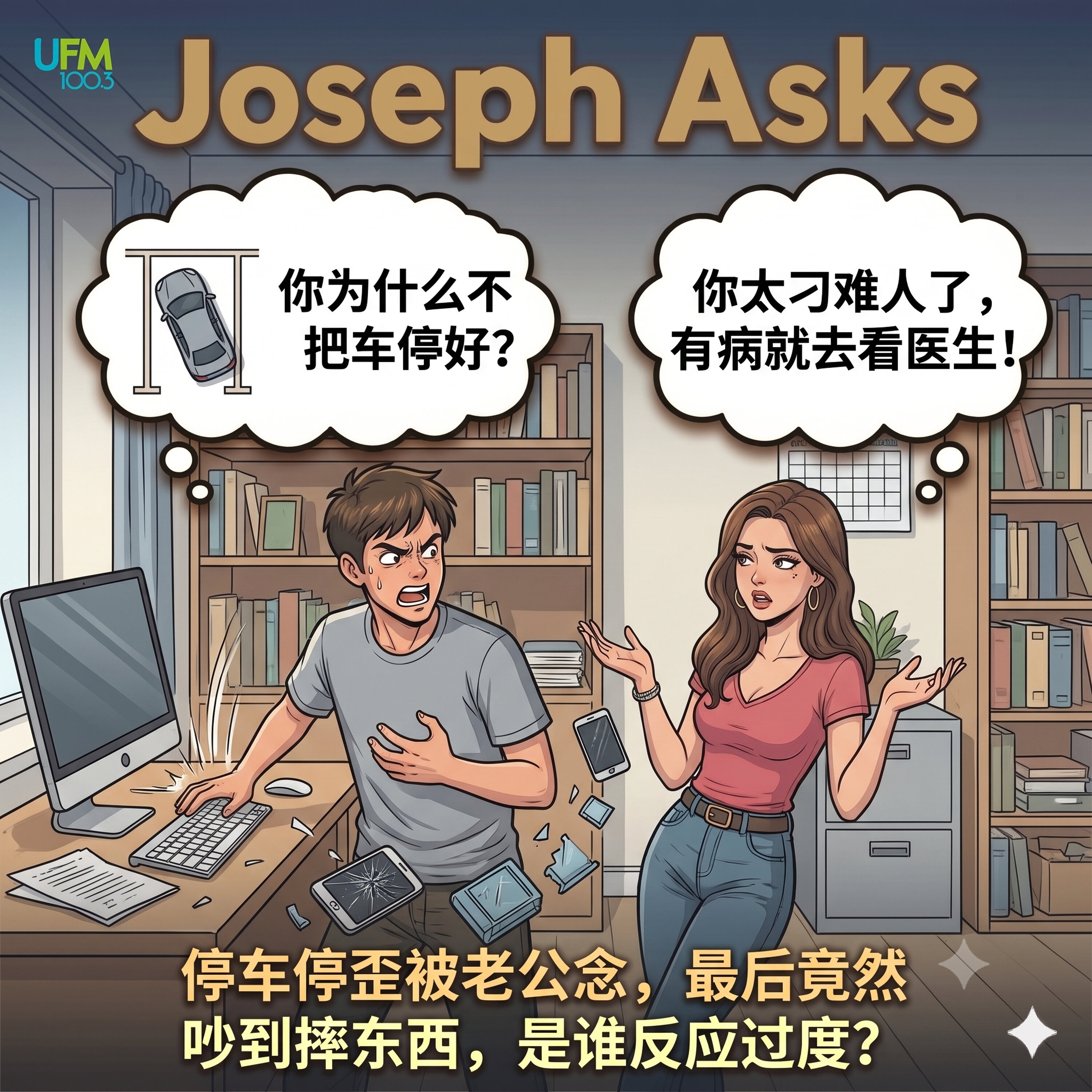 停车停歪被老公念,最后竟然吵到摔东西,是谁反应过度?