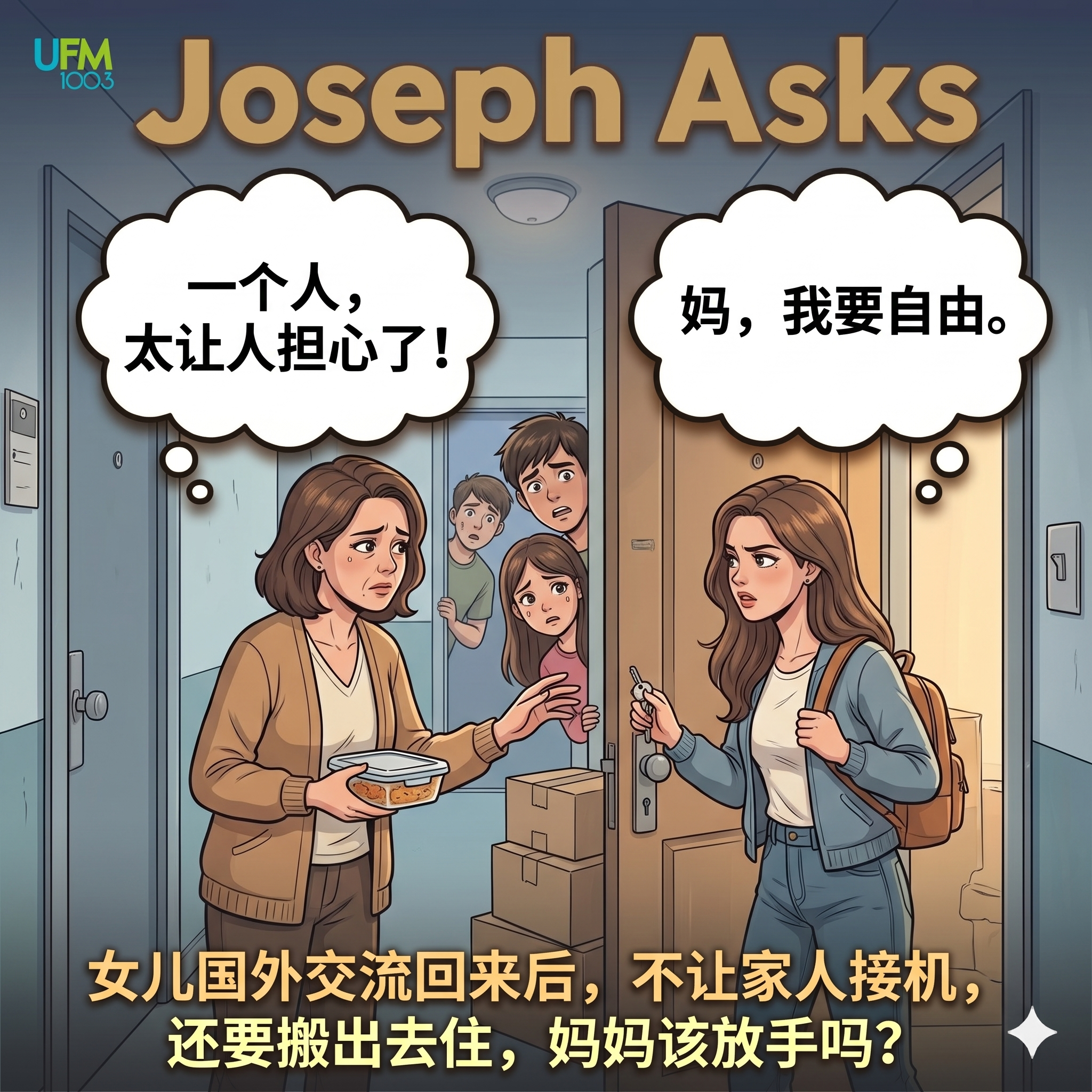 女儿国外交流回来后，不让家人接机，还要搬出去住，妈妈该放手吗？