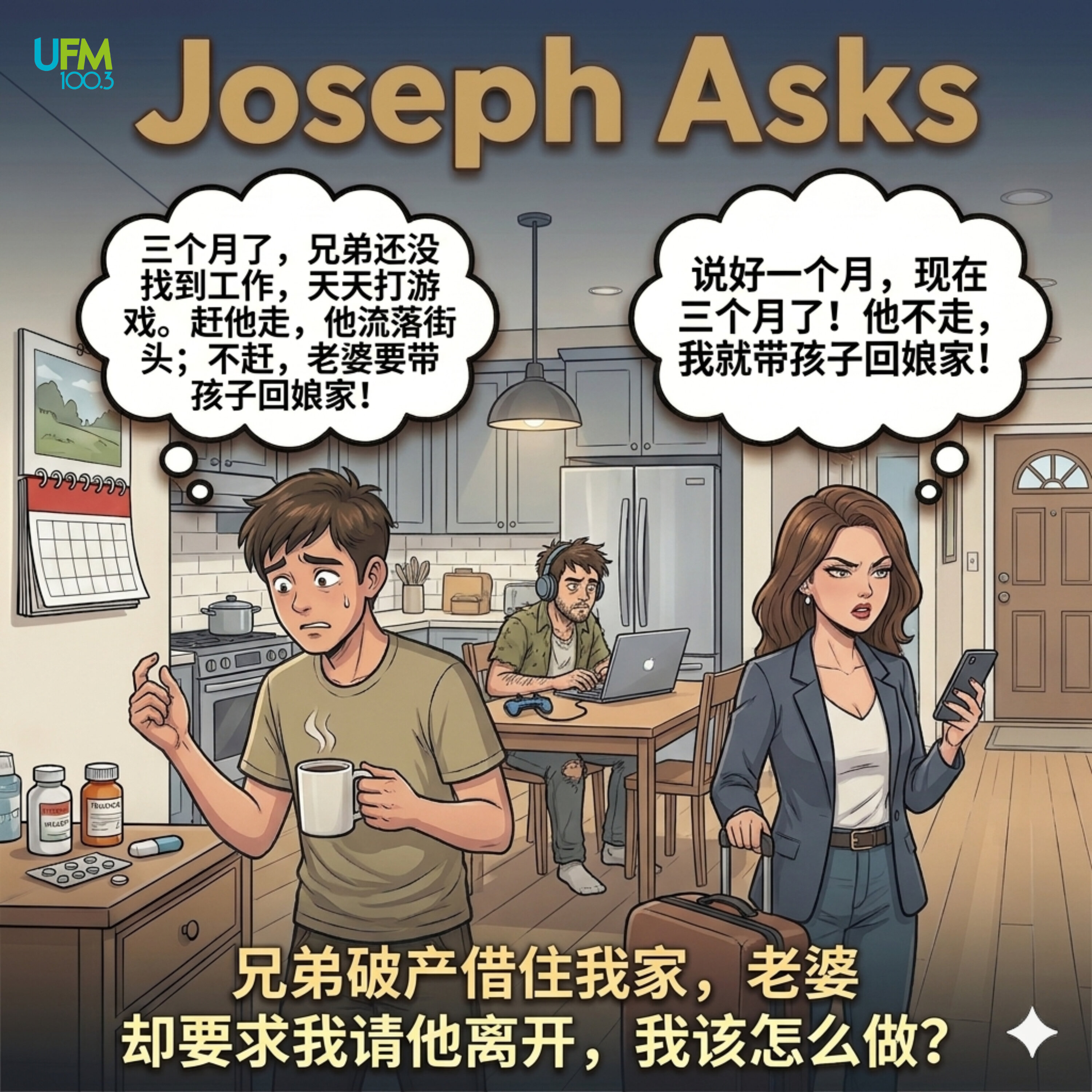 兄弟破产借住我家,老婆却要求我请他离开,我该怎么做?