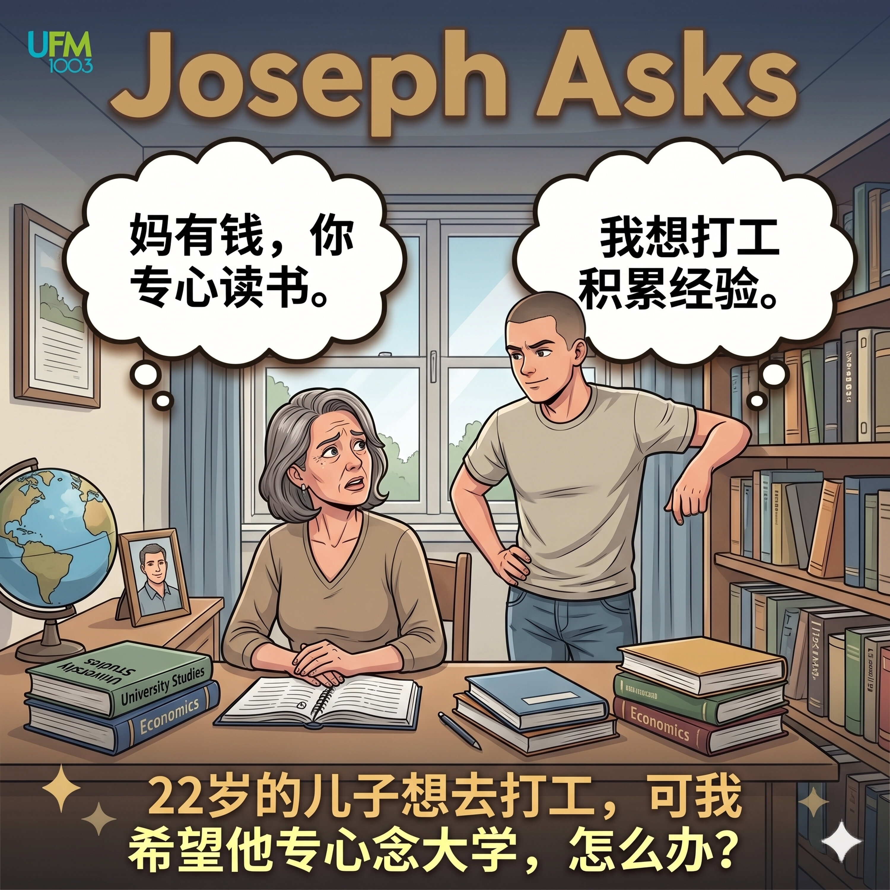22岁的儿子想去打工,可我希望他专心念大学,怎么办?