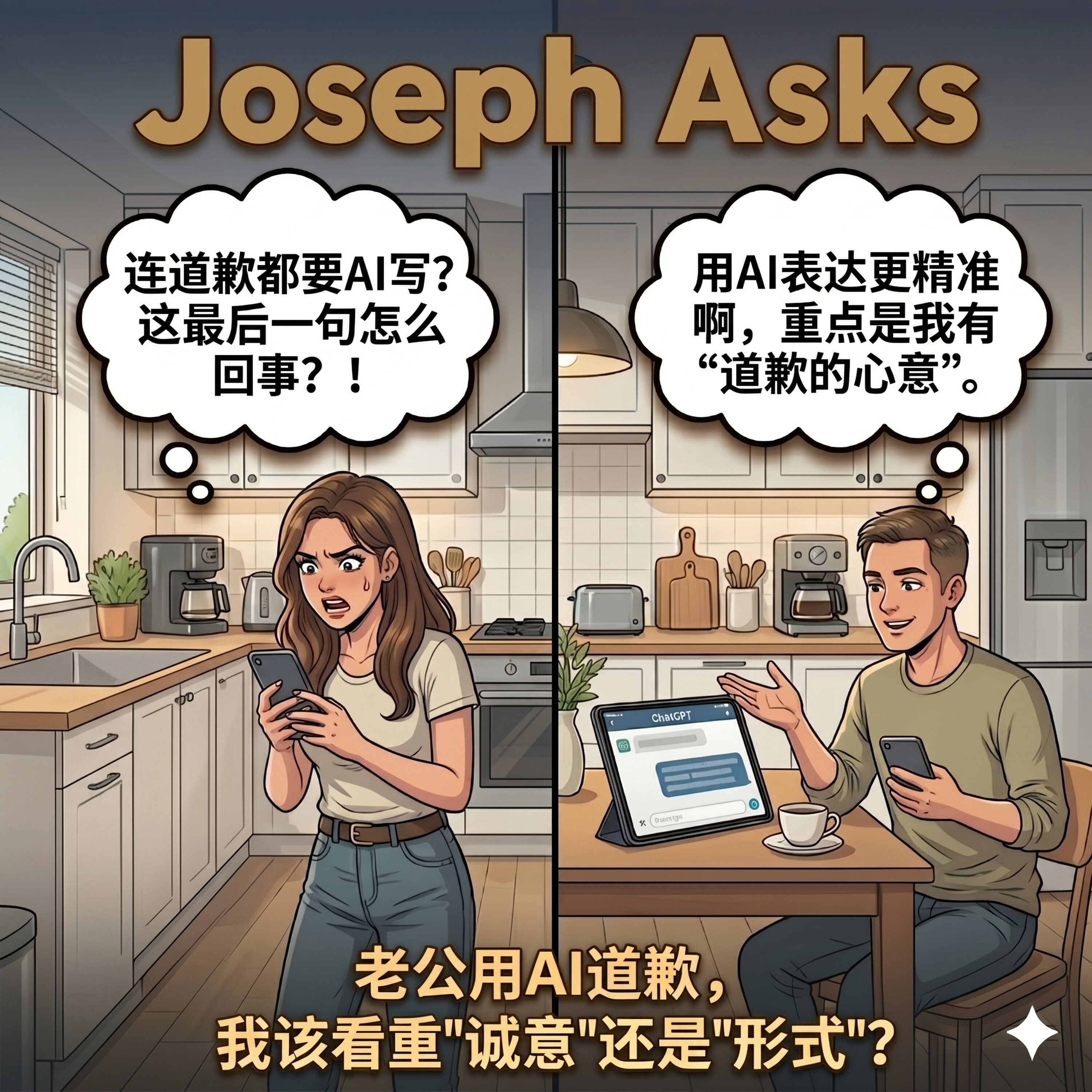 老公用AI道歉,我该看重“诚意”还是“形式”?