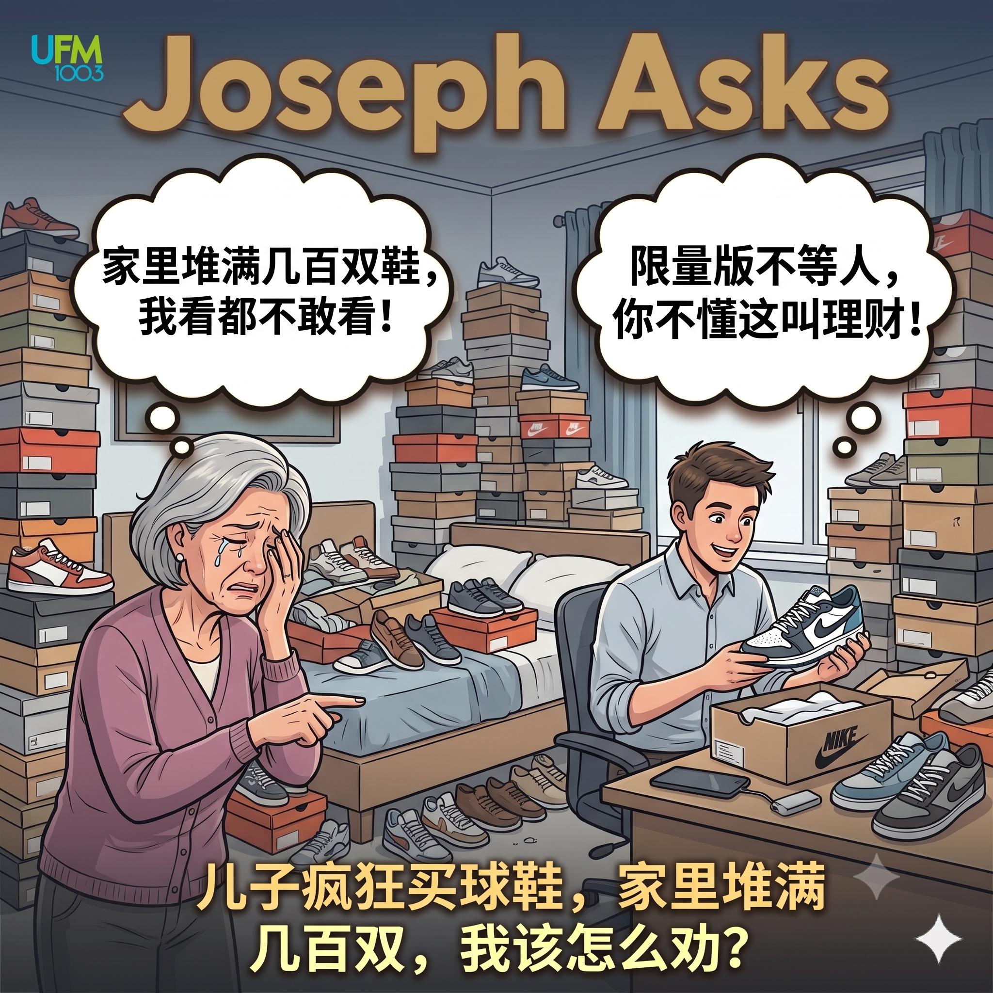 儿子疯狂买球鞋，家里堆满几百双，我该怎么劝？