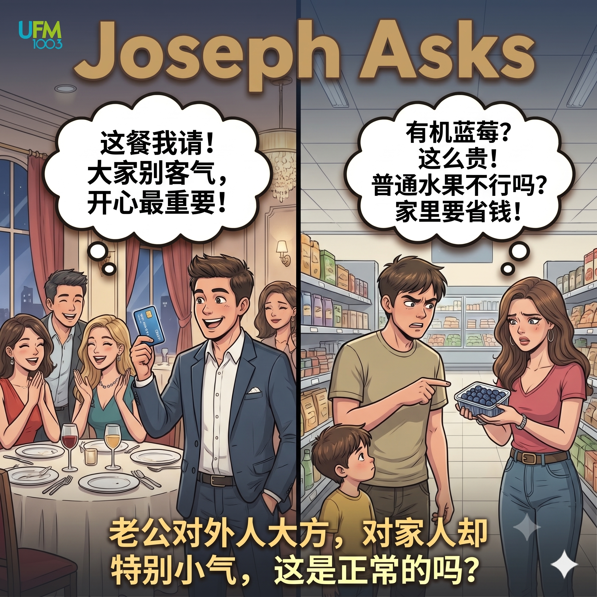 老公对外人大方，对家人却特别小气，这是正常的吗？