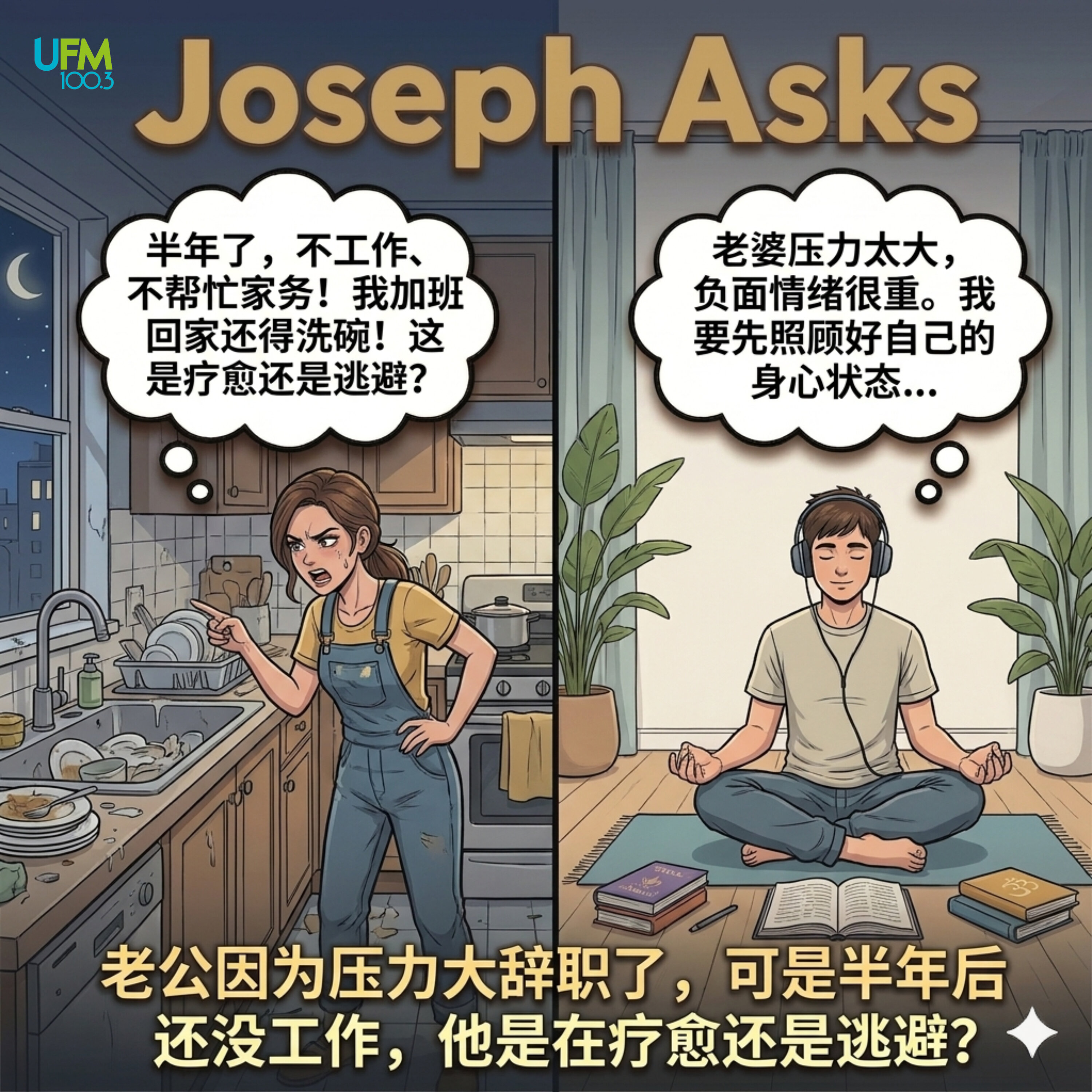 老公因为压力大辞职了,可是半年后还没工作,他是在疗愈还是逃避?