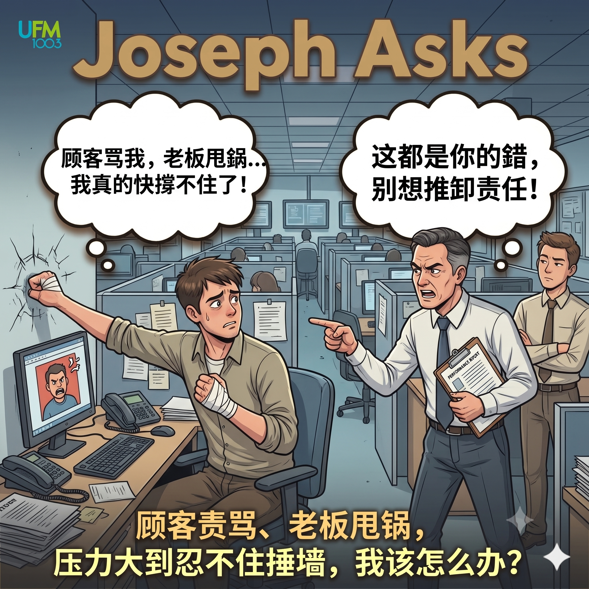 顾客责骂、老板甩锅，压力大到忍不住捶墙，我该怎么办？