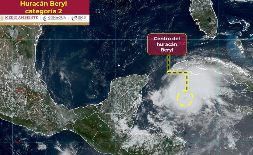 “Se prevé que Beryl toque tierra esta noche cerca de Tulum como categoría 2”: Meteorólogo