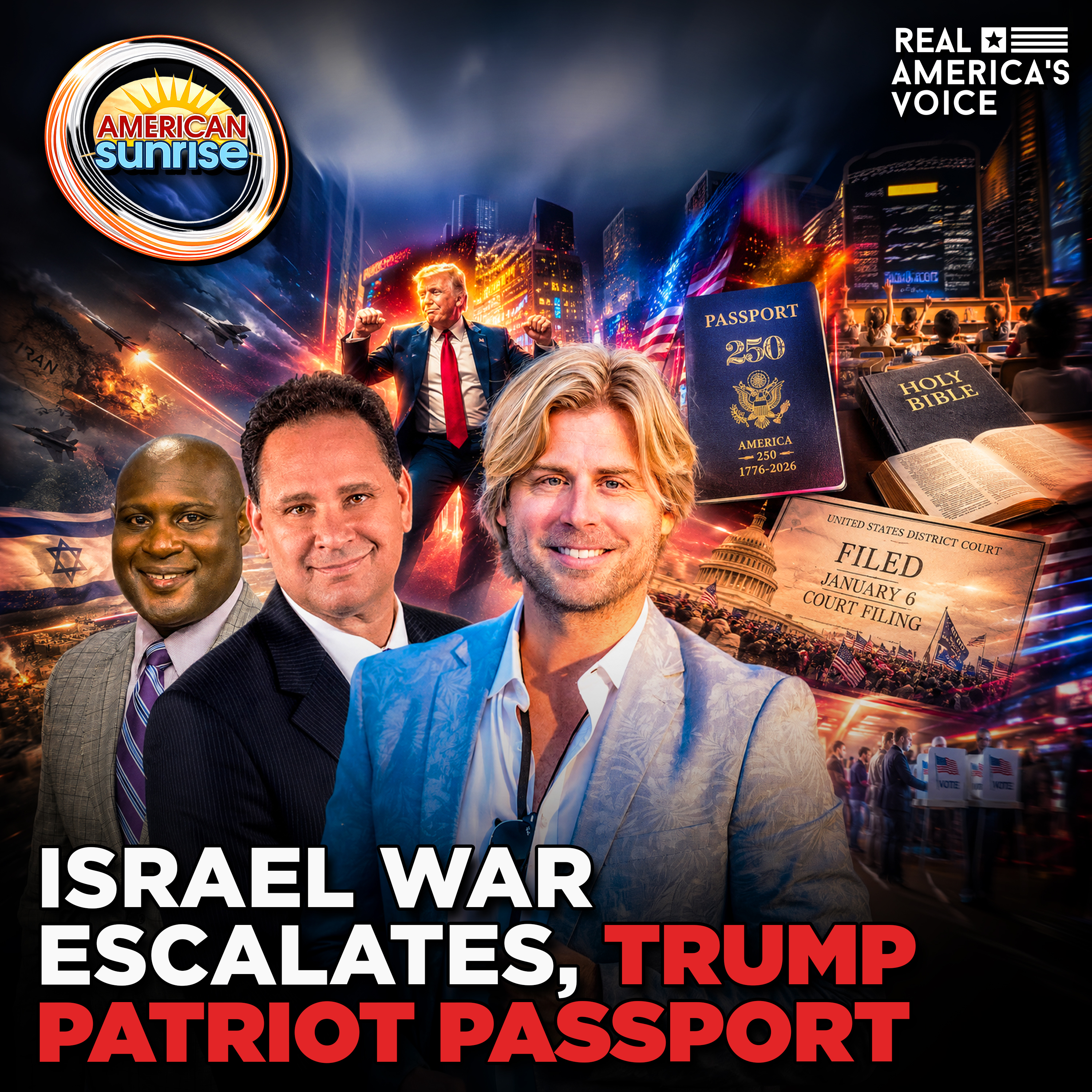 ISRAEL STRIKES LEBANON AMID J6 BOMBSHELL & TRUMP PASSPORT! | AMERICAN SUNRISE episode artwork