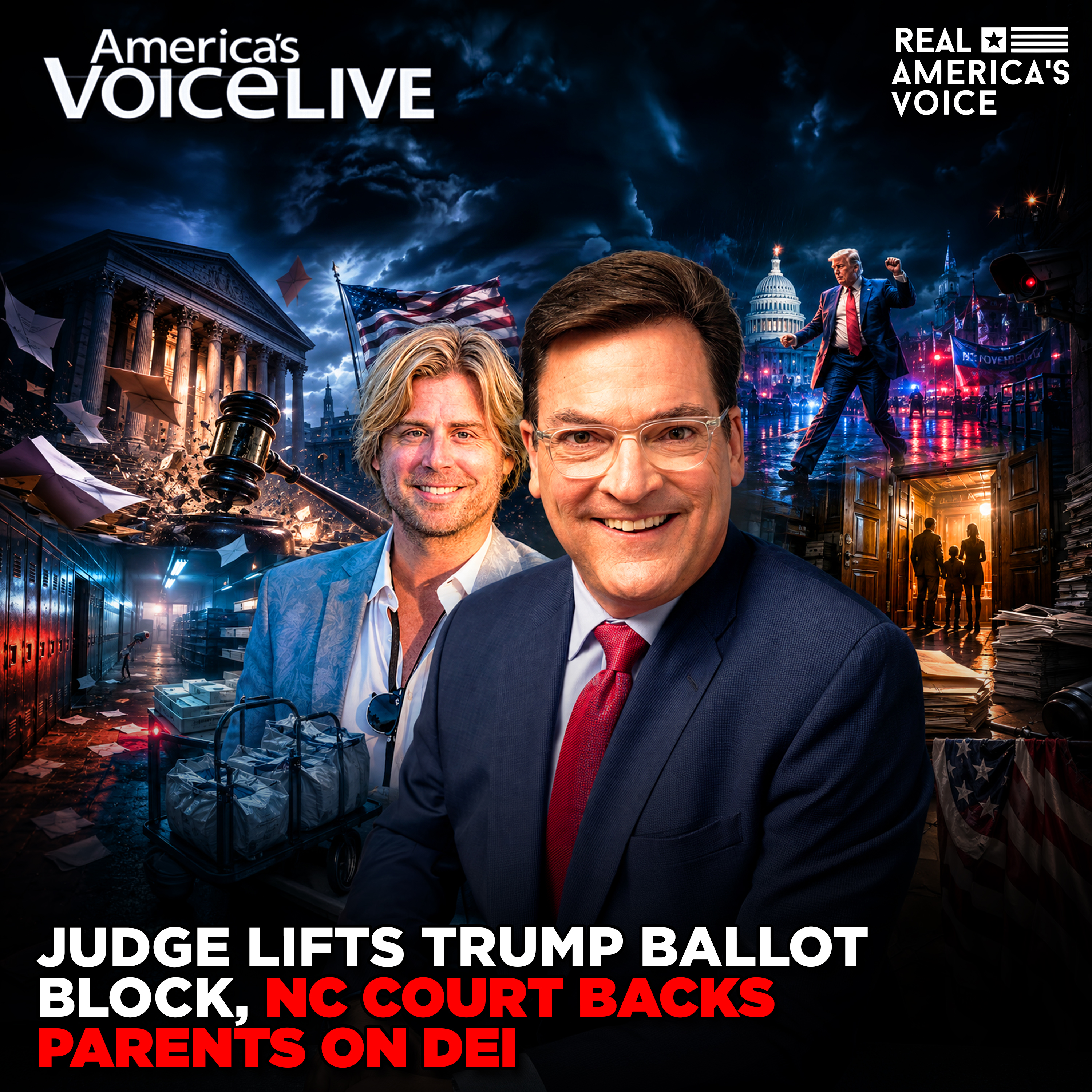 JUDGE LIFTS TRUMP BALLOT BLOCK AS NC COURT BACKS PARENTS ON DEI | AMERICA'S VOICE LIVE | AUGUST 27, 2026 episode artwork