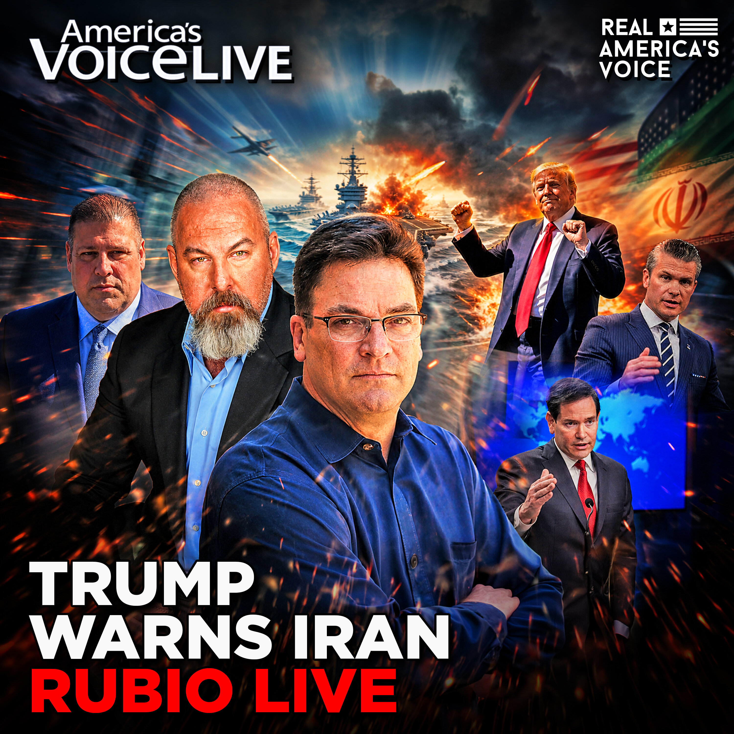 TRUMP WARNS IRAN, RUBIO BRIEFING LIVE | AMERICA'S VOICE LIVE W/ STEVE GRUBER — Real America’s Voice cover
