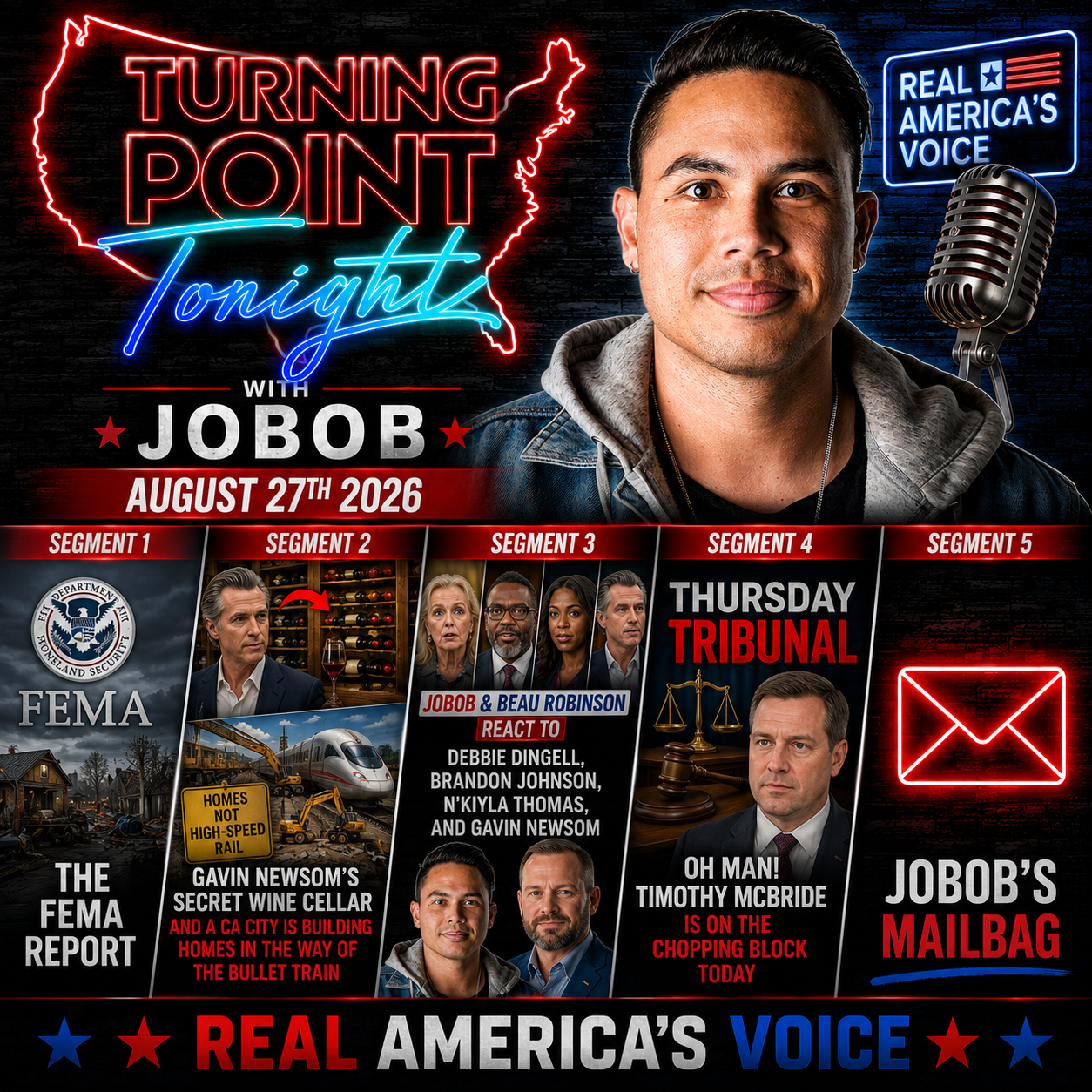 FEMA REPORT, NEWSOM’S WINE CELLAR & THURSDAY TRIBUNAL | TURNING POINT TONIGHT, AUGUST 27TH 2026 episode artwork