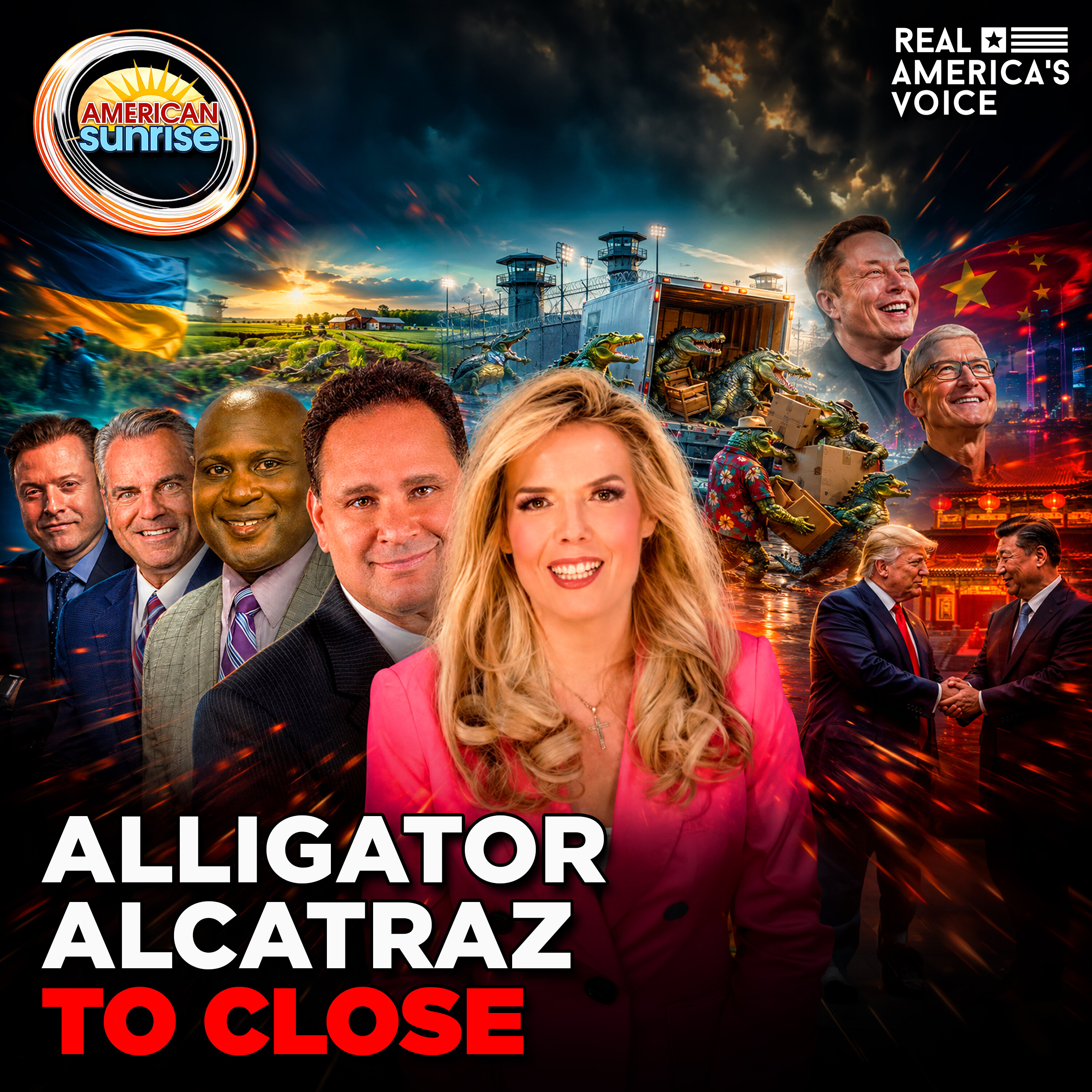 ALLIGATOR ALCATRAZ TO CLOSE AS TRUMP SITS WITH XI AND CHINA OPENS WIDER | THE AMERICAN SUNRISE SHOW — Real America’s Voice cover