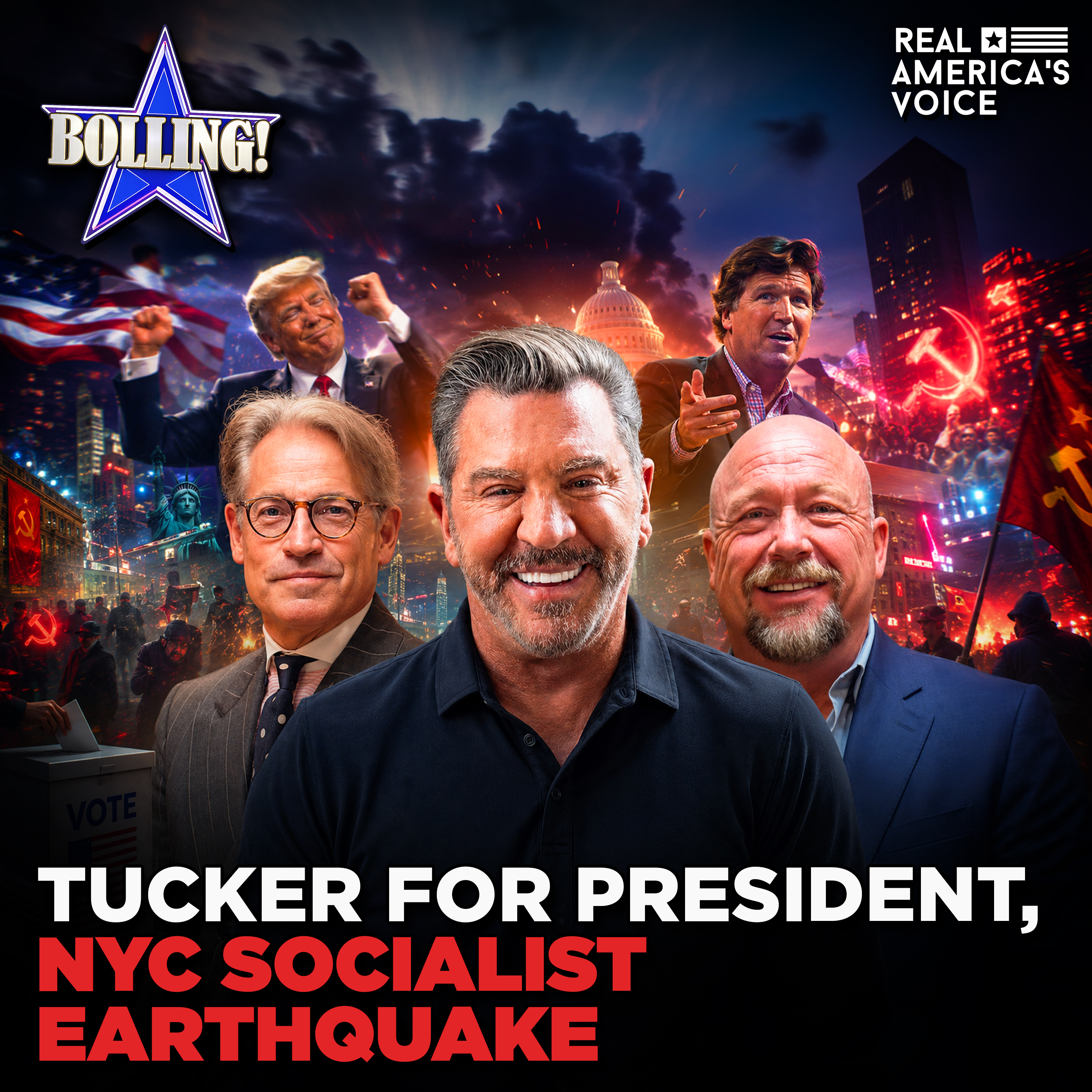 ALEX JONES ON TUCKER 2028 PRESIDENTIAL RUN, NEW YORK SOCIALIST TAKEOVER | ERIC BOLLING SHOW episode artwork