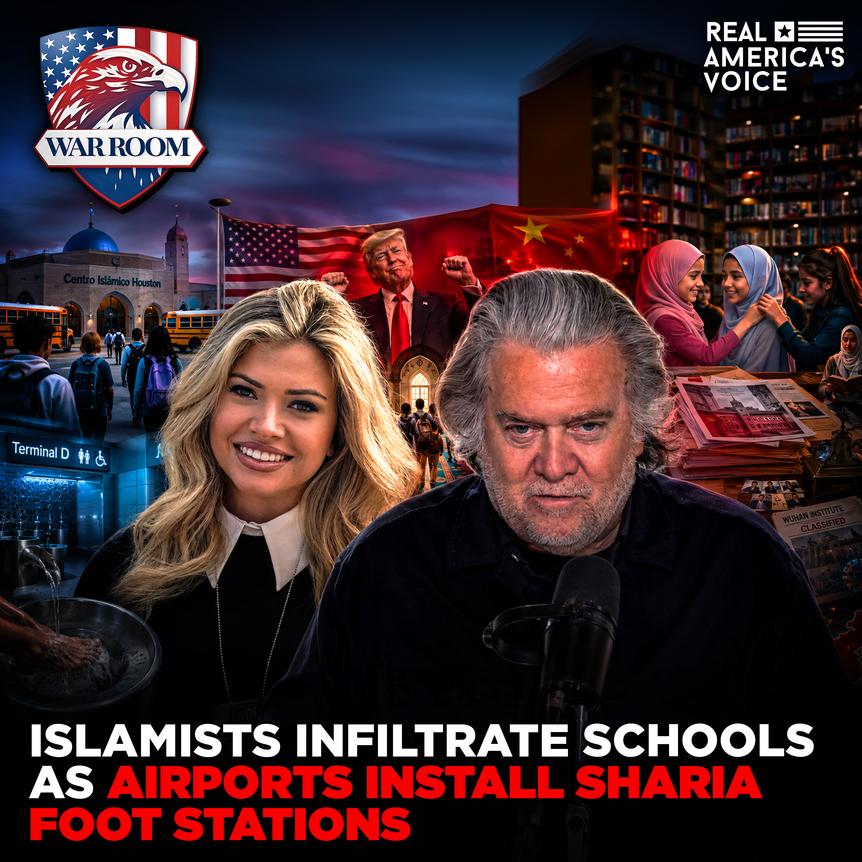 ISLAMISTS INFILTRATE SCHOOLS AS AIRPORTS INSTALL SHARIA FOOT STATIONS | WAR ROOM PM W STEVE BANNON episode artwork